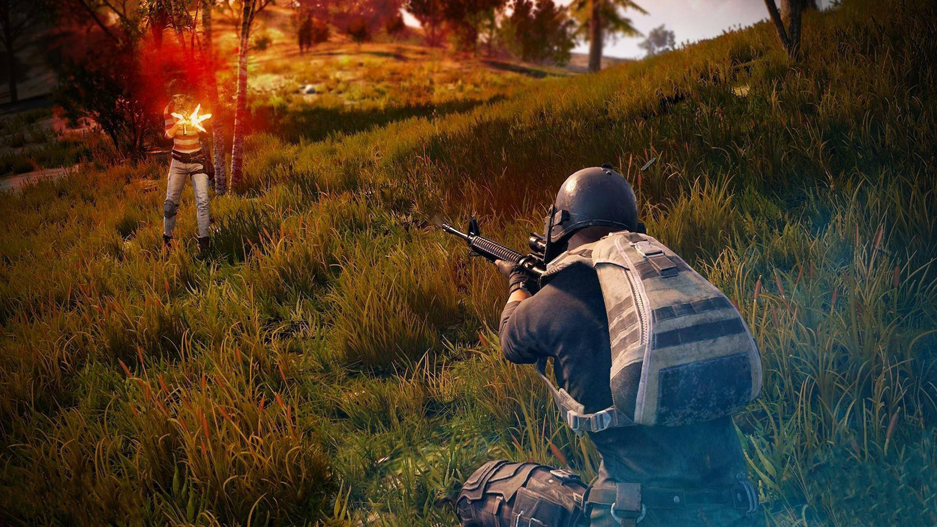 Playerunknown's Battlegrounds, tactical gear, rifle, Full HD Desktop Wallpaper