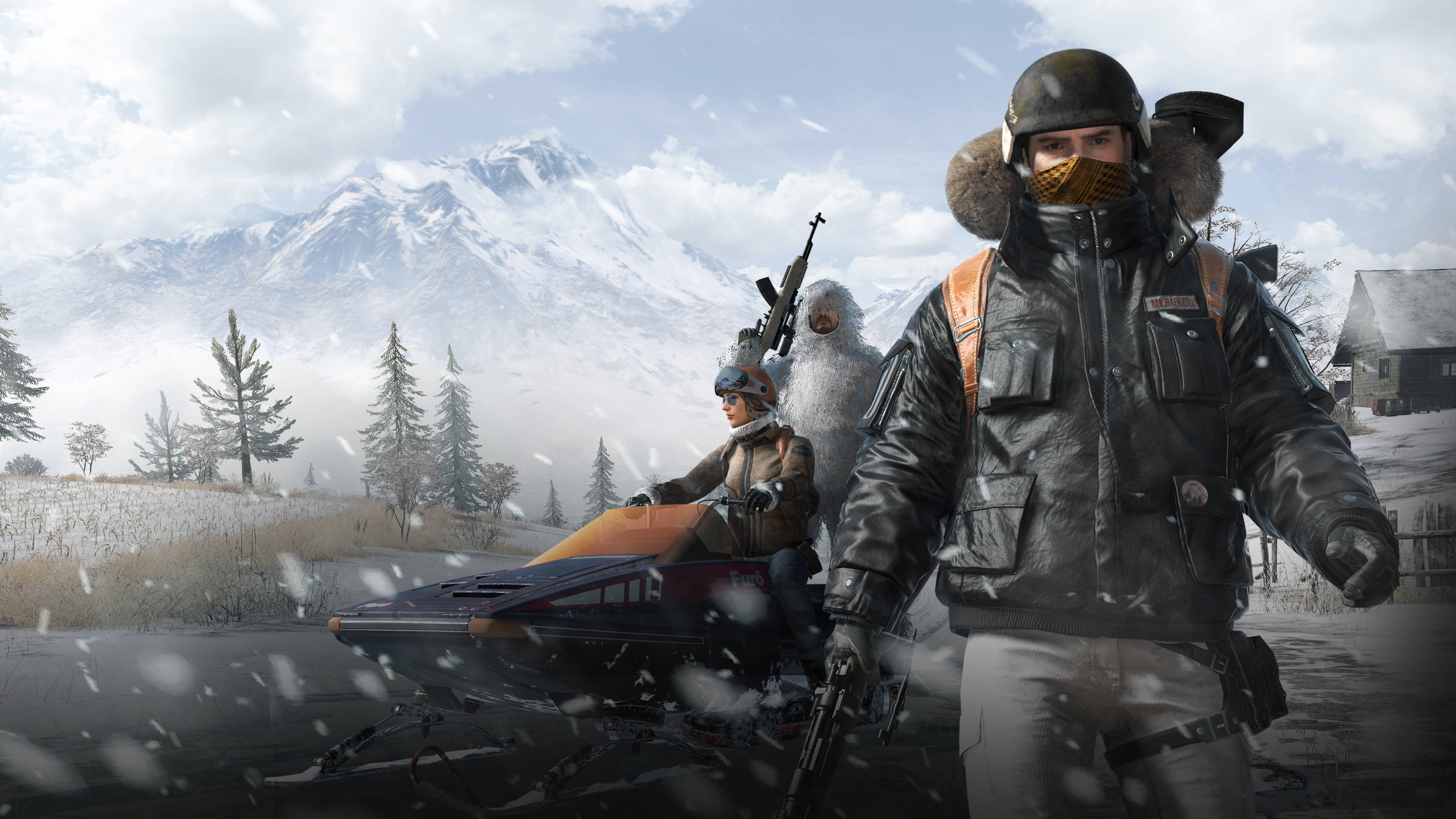 Playerunknowns Battlegrounds, snowmobile, winter gear, 4K Desktop Wallpaper