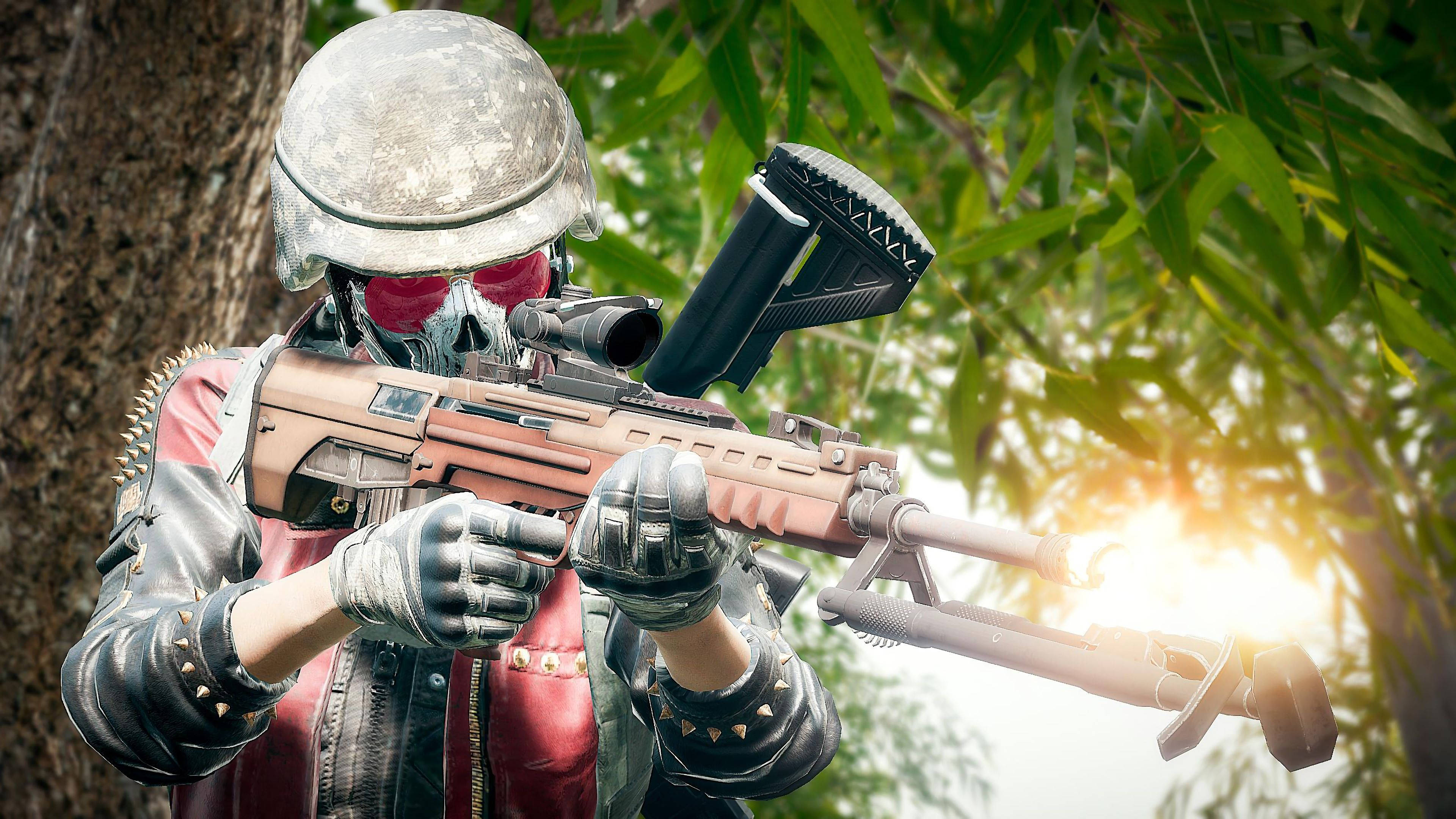 Playerunknowns Battlegrounds, skull mask, helmet, 4K Desktop Wallpaper