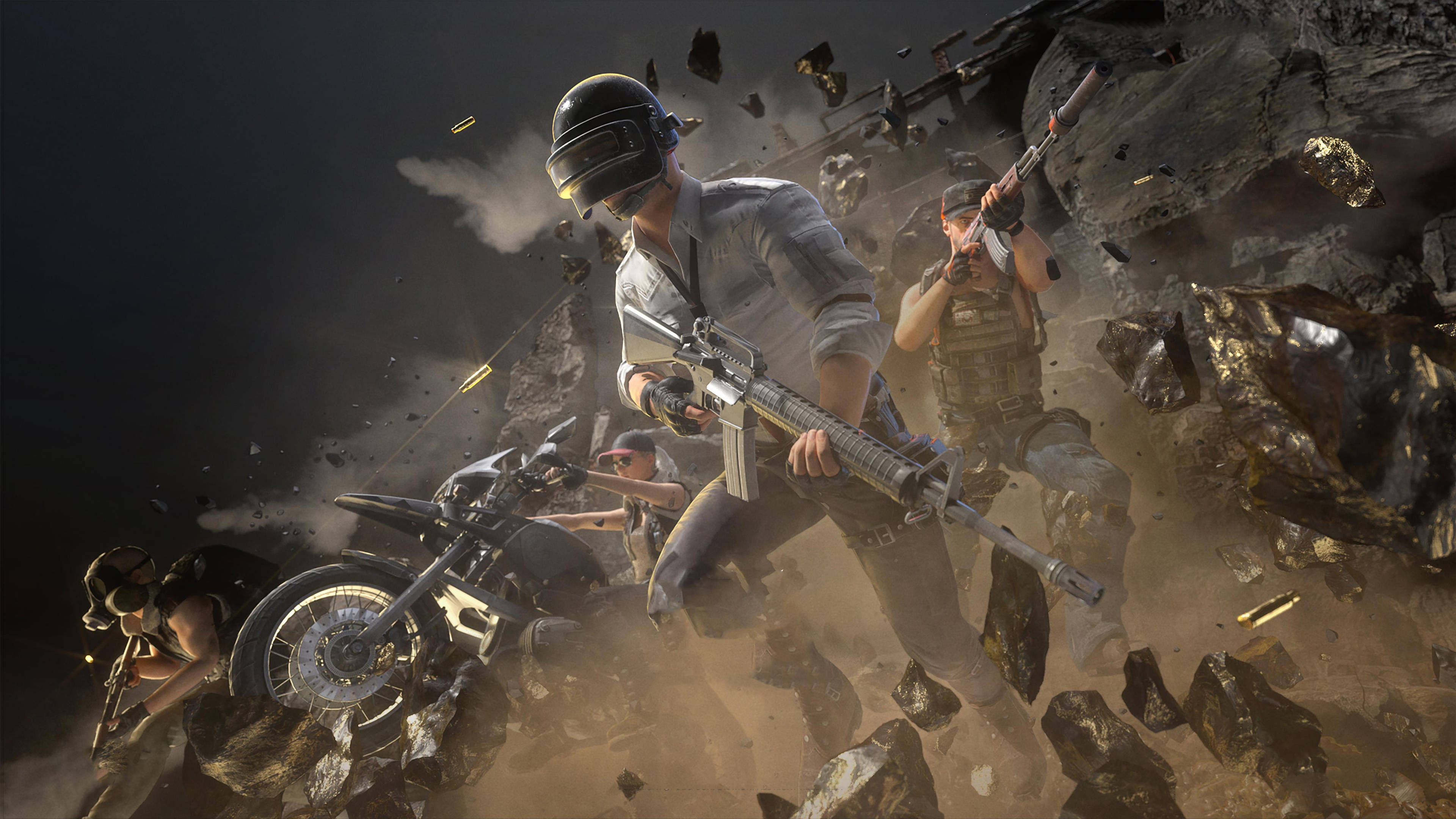 Playerunknowns Battlegrounds 4K, tactical gear, rifles, 4K Desktop Wallpaper