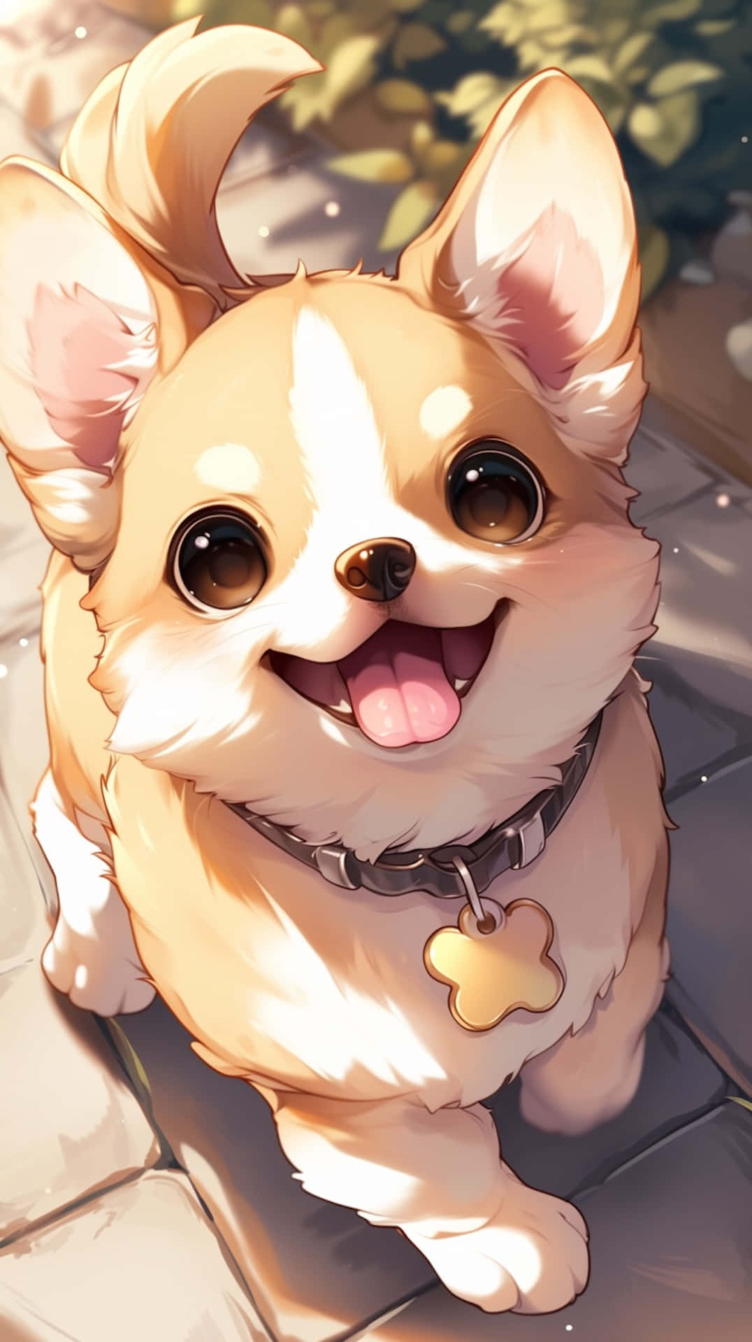 tan corgi puppy, big eyes, pink tongue, Full HD Phone Wallpaper