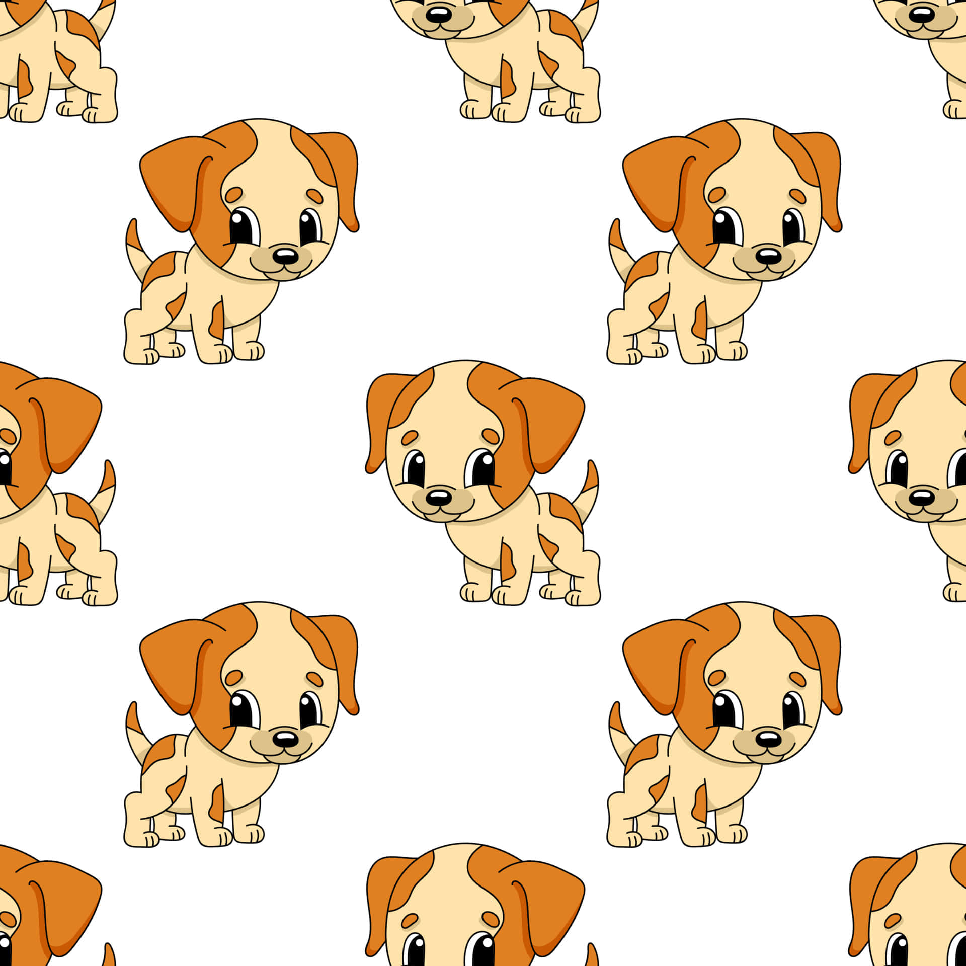 cute cartoon dog, happy cartoon dog, brown and cream spots, Full HD Desktop Wallpaper