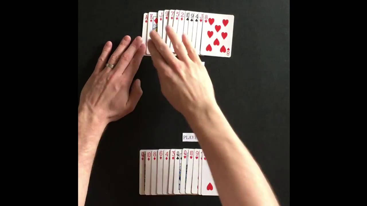 playing cards, black surface, player labels, HD Desktop Wallpaper