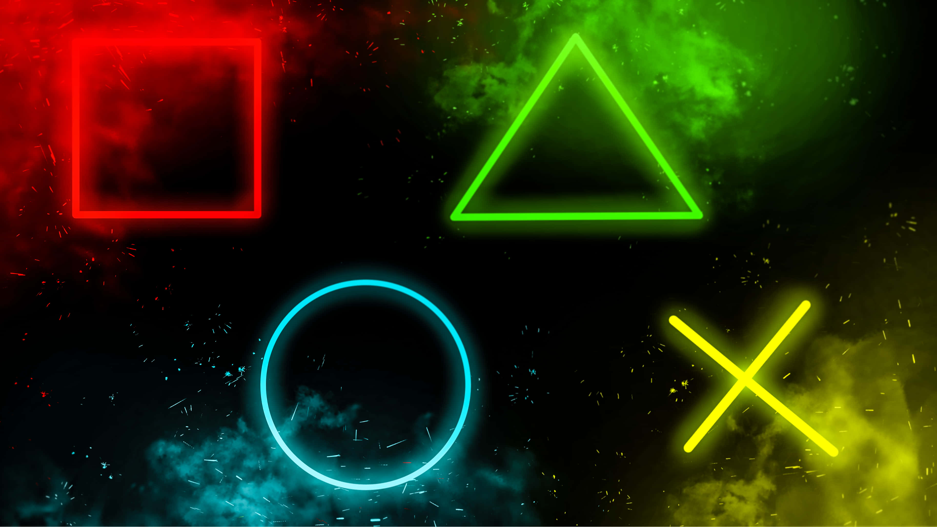 PlayStation, neon, cosmic background, 4K Desktop Wallpaper