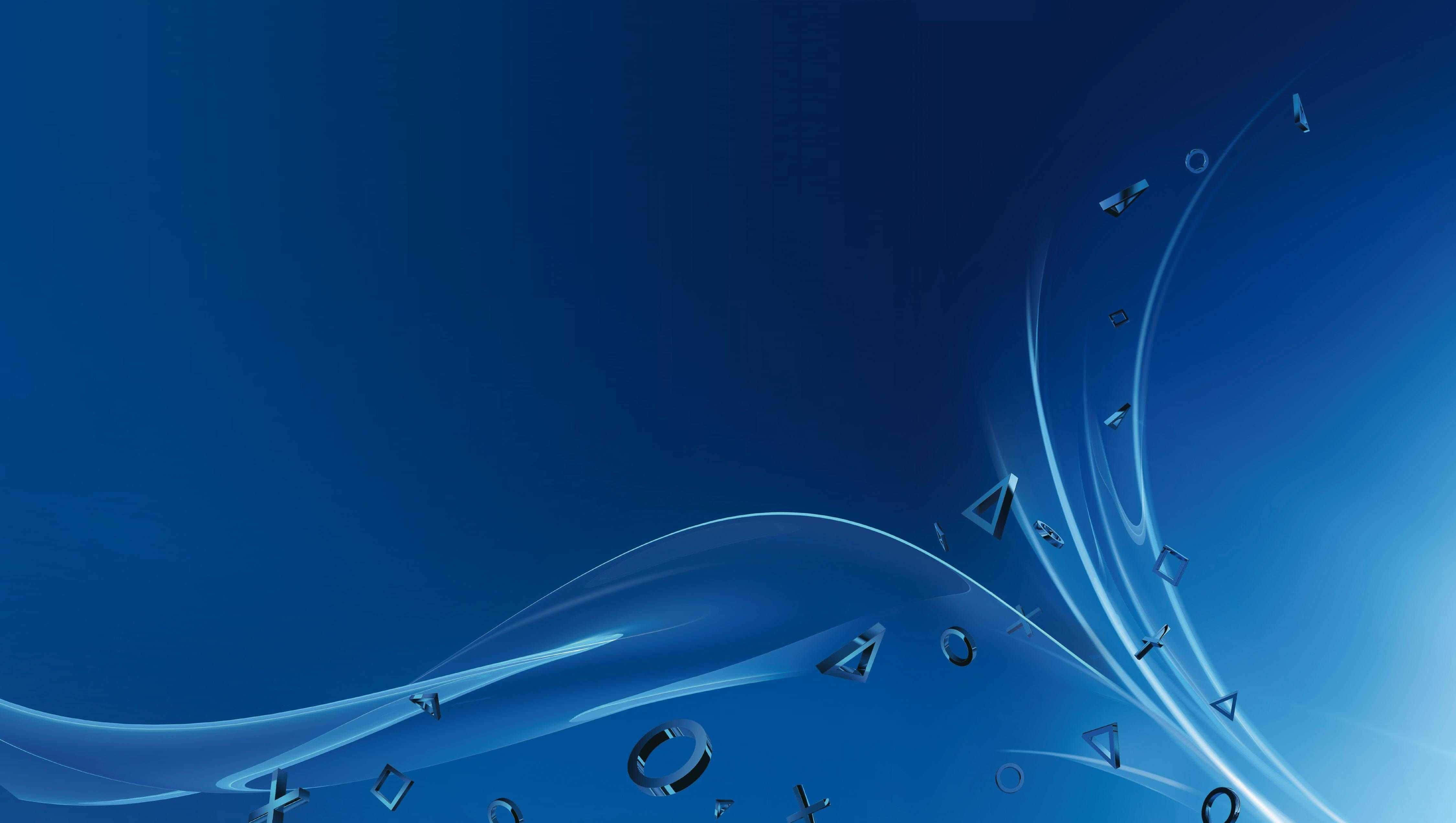 Playstation 4K, blue, abstract background, 4K Desktop Wallpaper