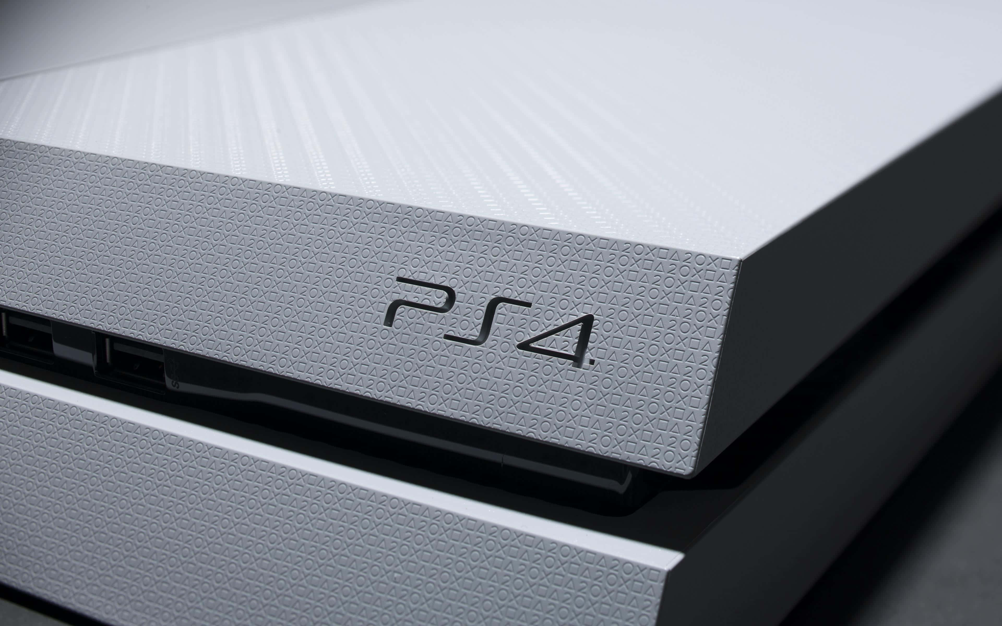 PlayStation 4, white, textured surface, 4K Desktop Wallpaper