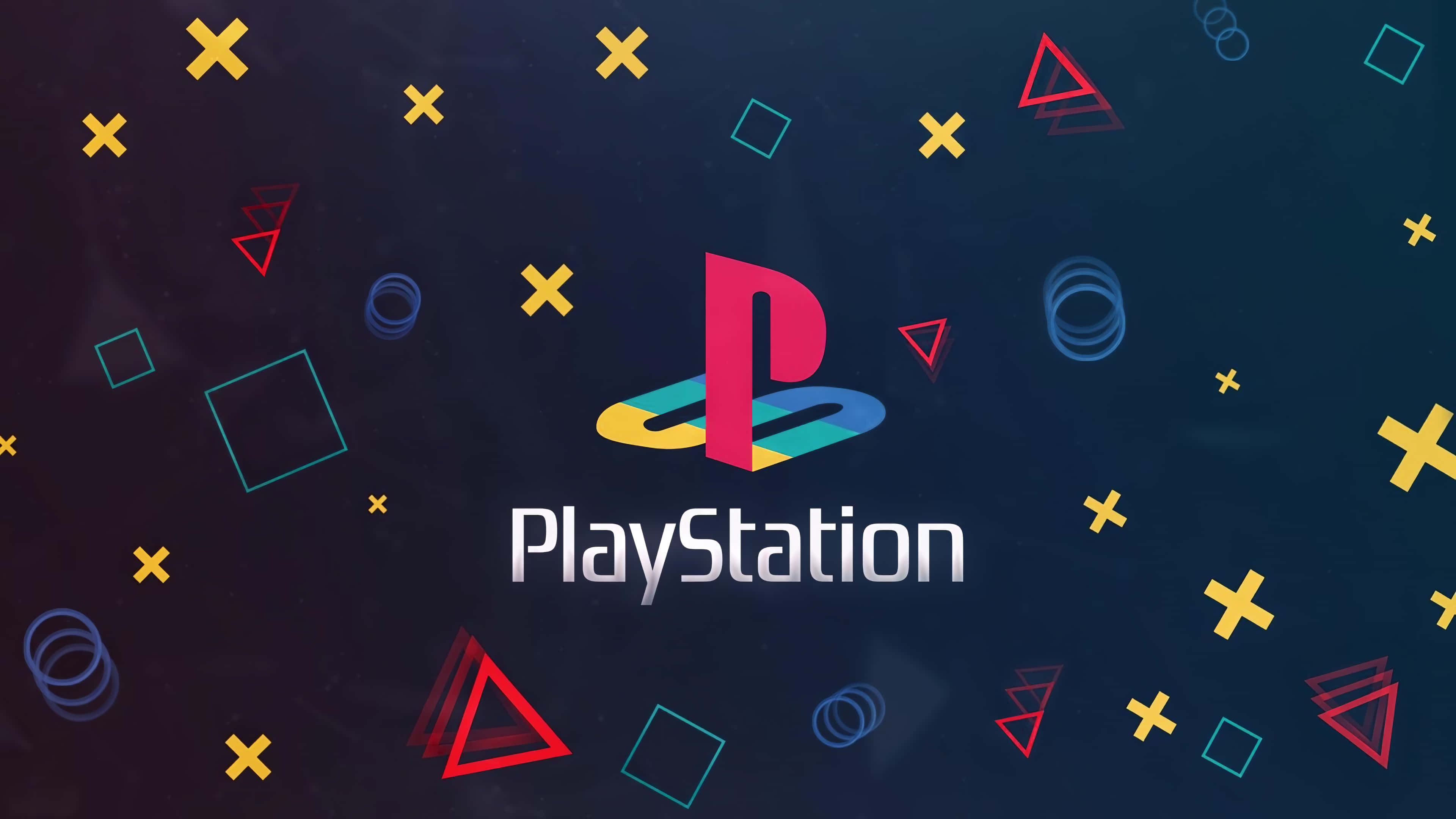 Playstation 4K, Playstation logo, colorful geometric shapes, 4K Desktop Wallpaper