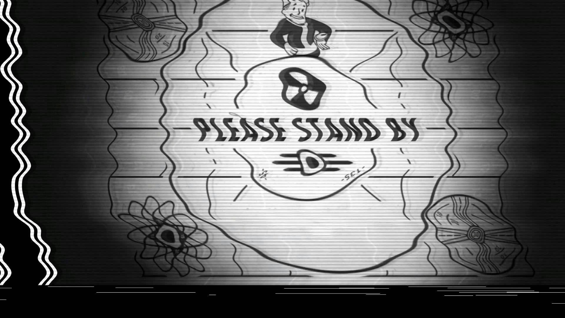 Please Stand By, vintage black and white, cartoon man, Full HD Desktop Wallpaper