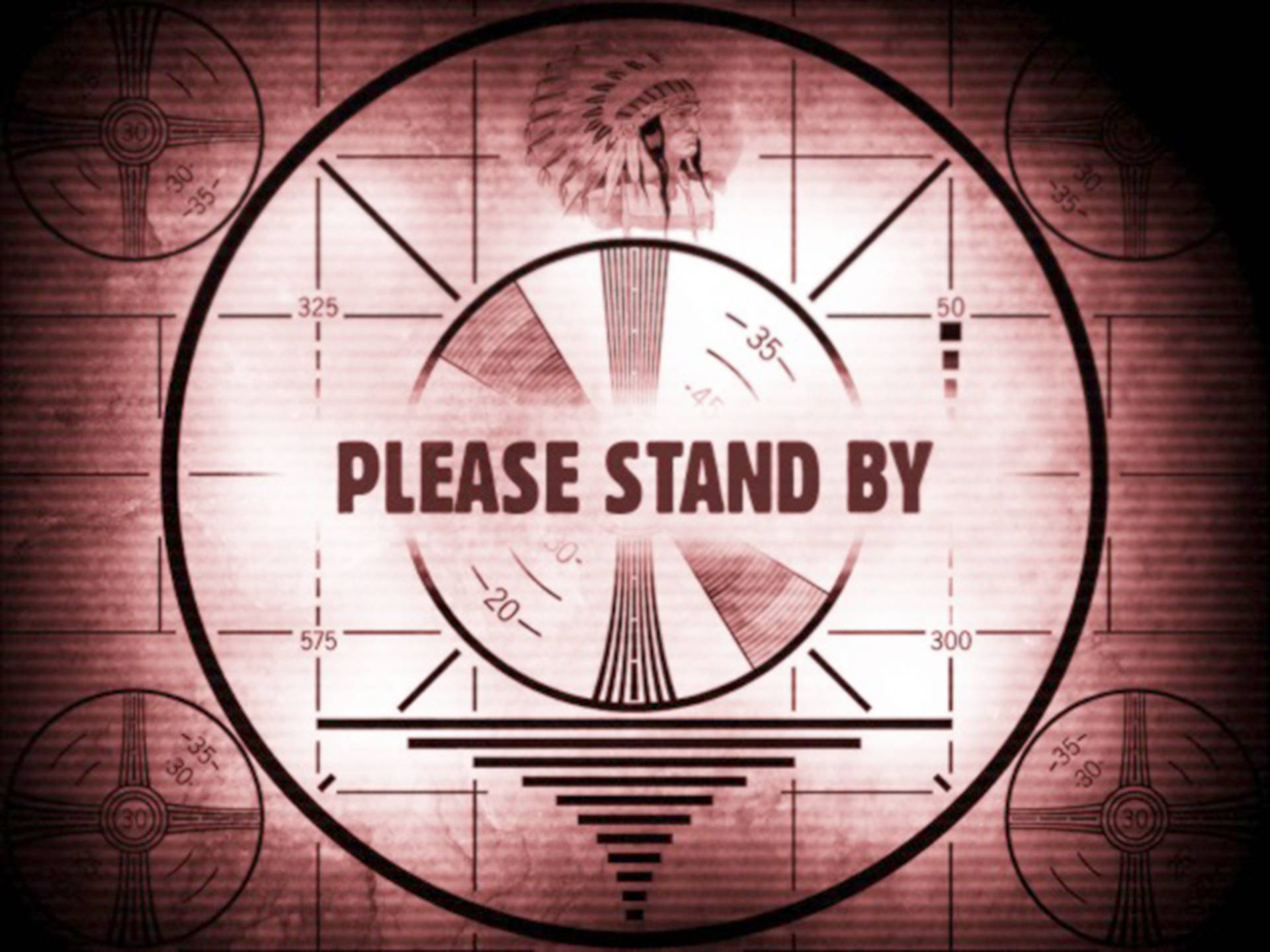 Please Stand By, vintage radar screen, Native American headdress icon, Full HD Desktop Wallpaper
