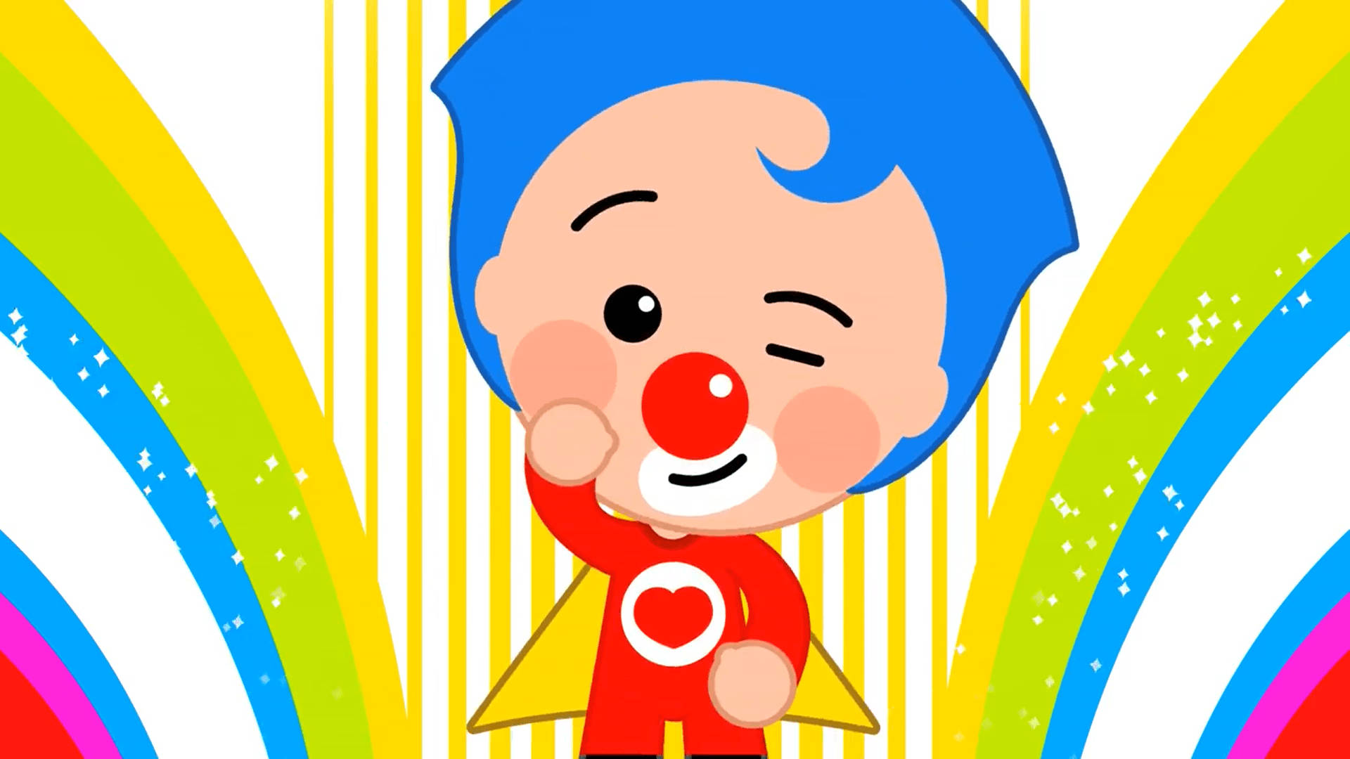 Plim Plim, blue hair, red nose, Full HD Desktop Wallpaper