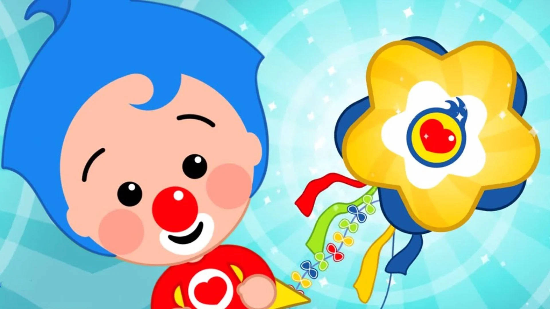 Plim Plim, blue hair, red nose, Full HD Desktop Wallpaper