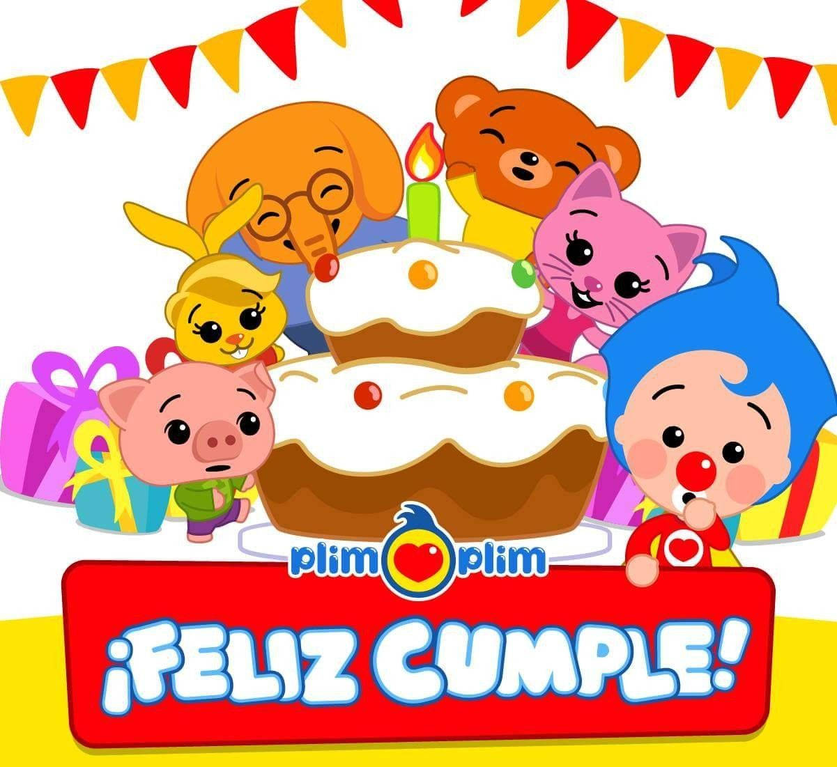 Plim Plim, birthday, two-tiered cake, SD Desktop Wallpaper