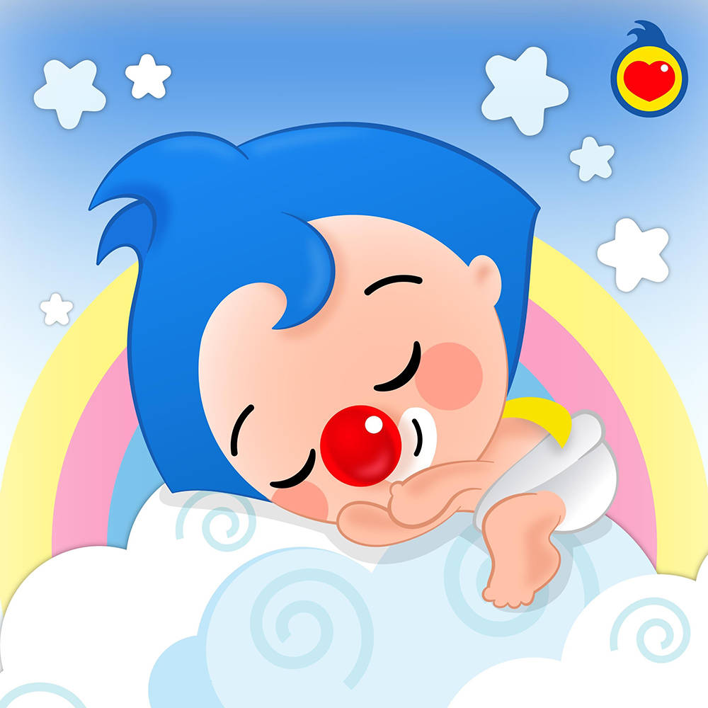 Plim Plim, blue-haired cartoon baby, cloud, SD Desktop Wallpaper