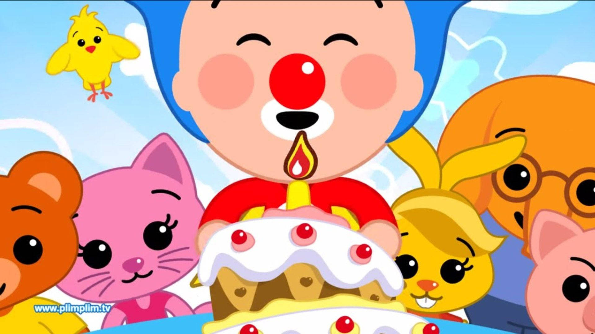 Plim Plim, birthday cake, red nose, Full HD Desktop Wallpaper