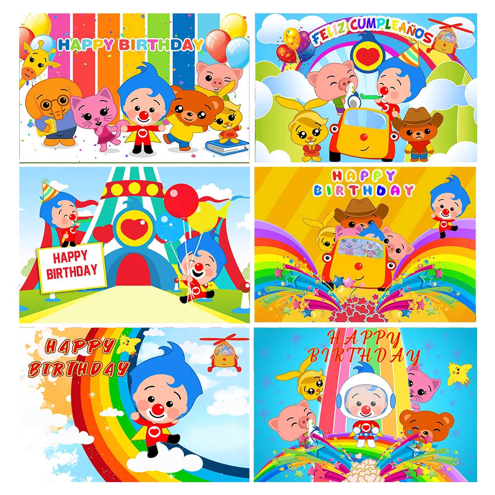 Plim Plim, colorful cartoon characters, rainbows, SD Desktop Wallpaper