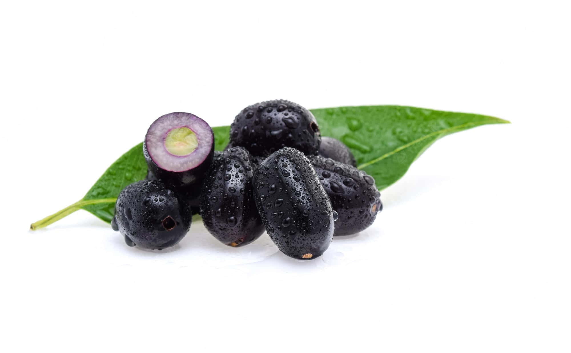 java plums, glistening black berries, purple flesh, Full HD Desktop Wallpaper