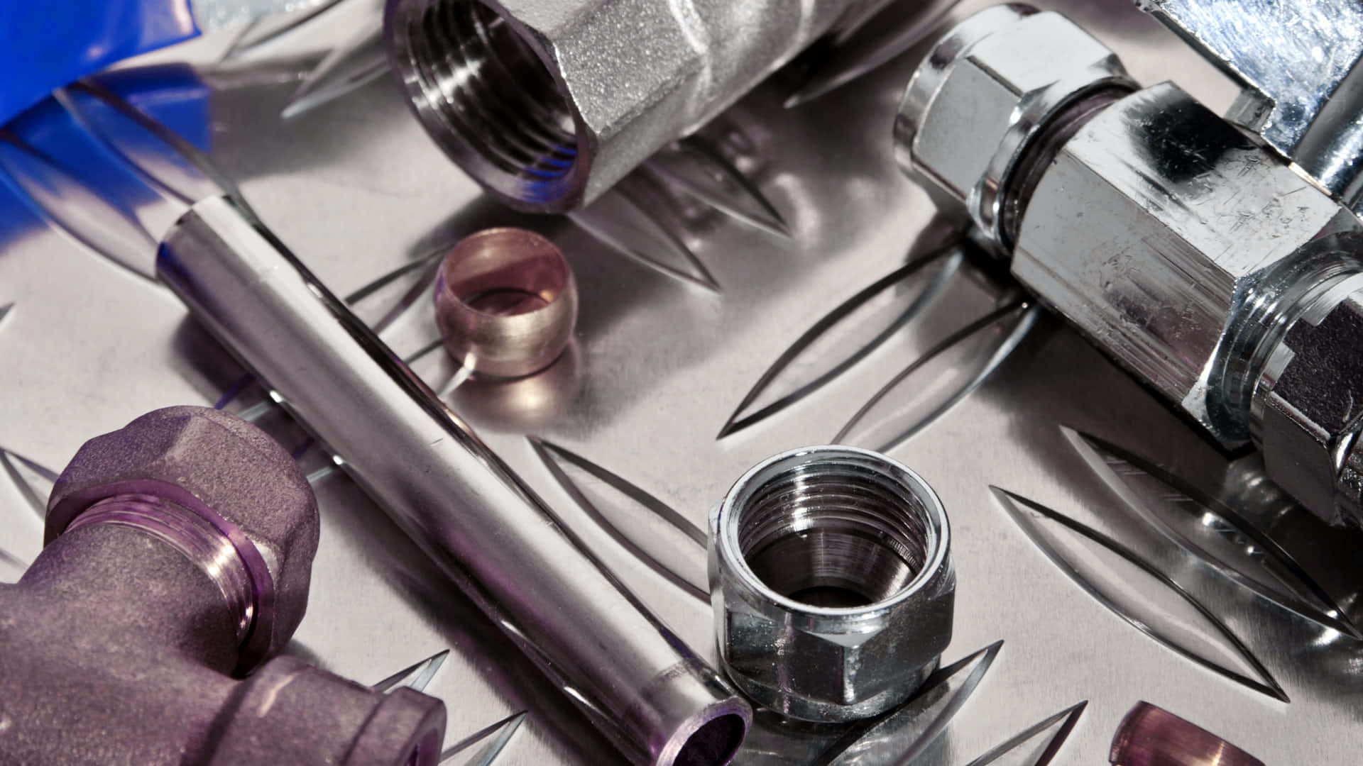 macro metal pipe, plumbing fittings, diamond plate surface, Full HD Desktop Wallpaper