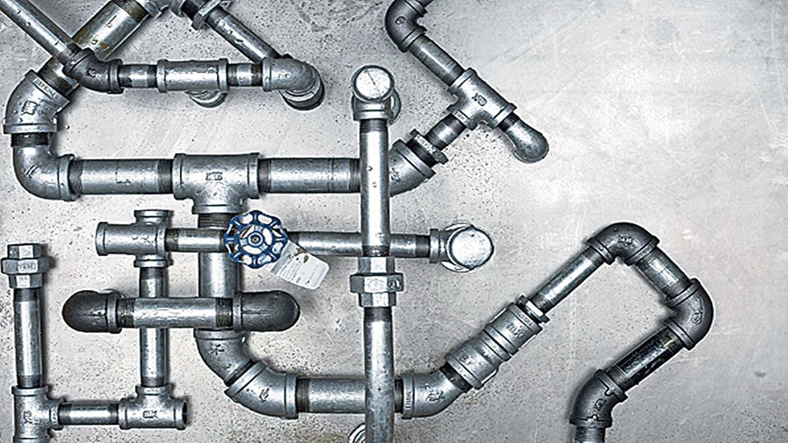 plumbing pipe system, metallic pipes, valves, HD Desktop Wallpaper