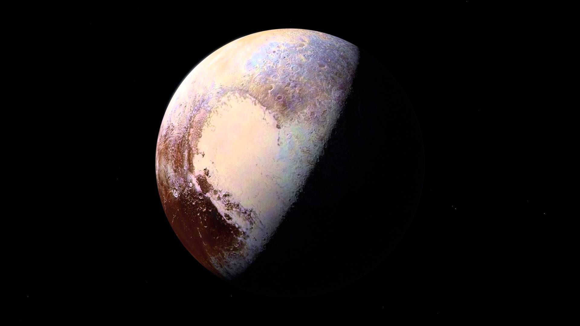 Pluto, icy plains, rugged terrain, Full HD Desktop Wallpaper