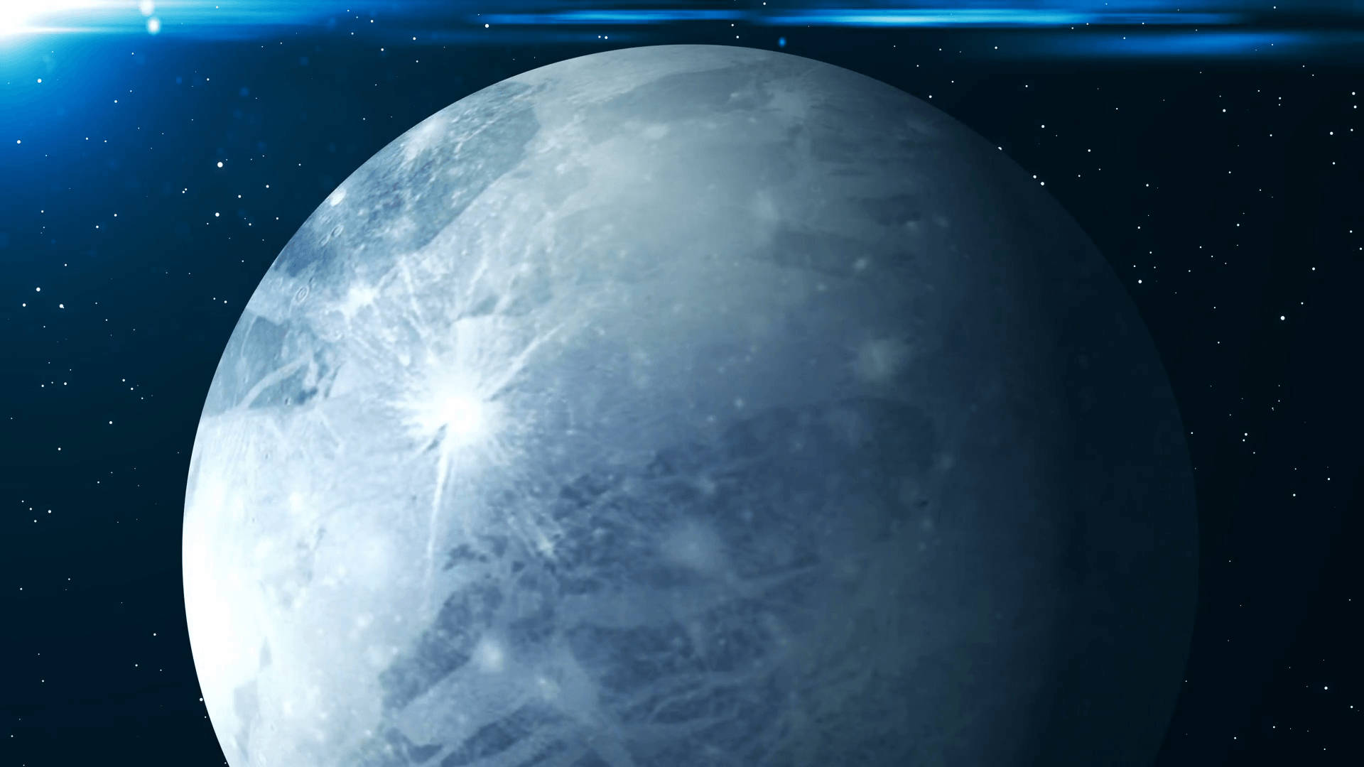Pluto, icy moon, glowing surface features, Full HD Desktop Wallpaper
