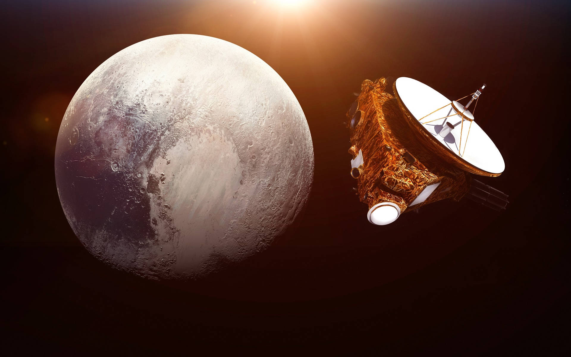 Pluto, Earth satellite, spacecraft, Full HD Desktop Wallpaper