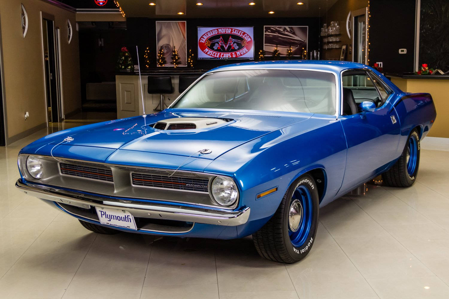 1970 Plymouth Barracuda, blue, glossy, HD Desktop Wallpaper