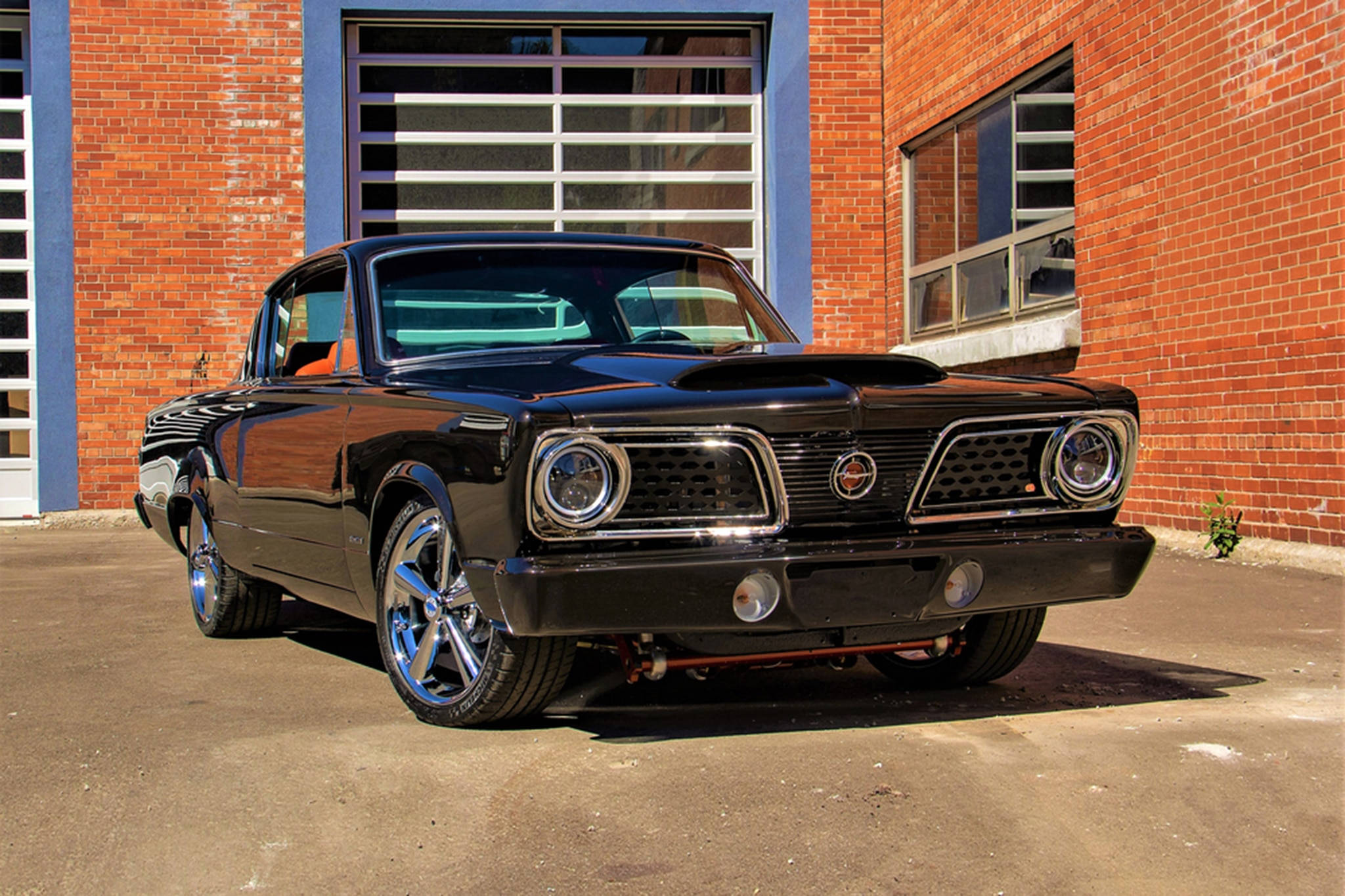 1965 Plymouth Barracuda, black, glossy black, Full HD Desktop Wallpaper