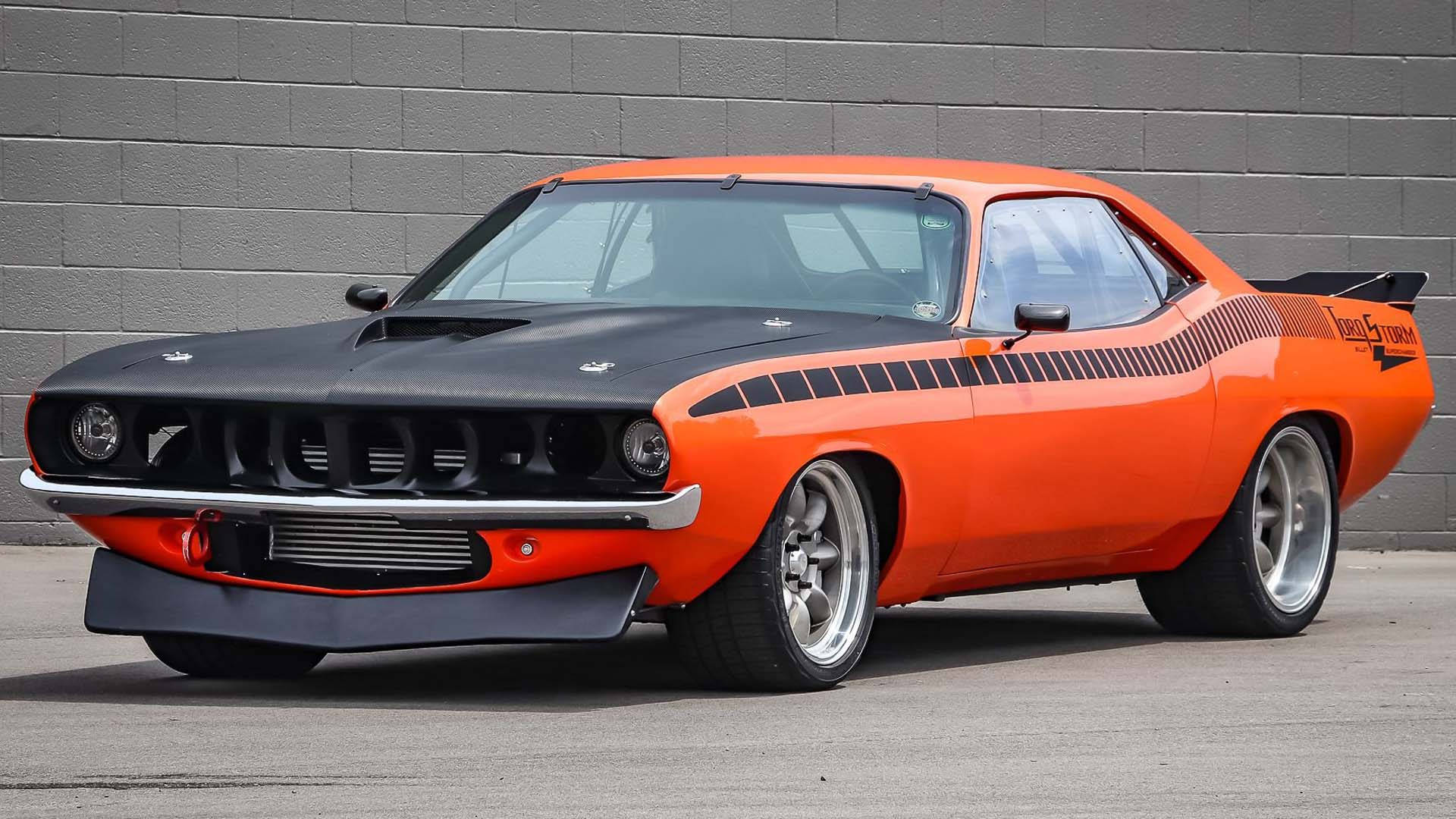 1972 Plymouth Barracuda, matte wrap, vibrant orange, Full HD Desktop Wallpaper