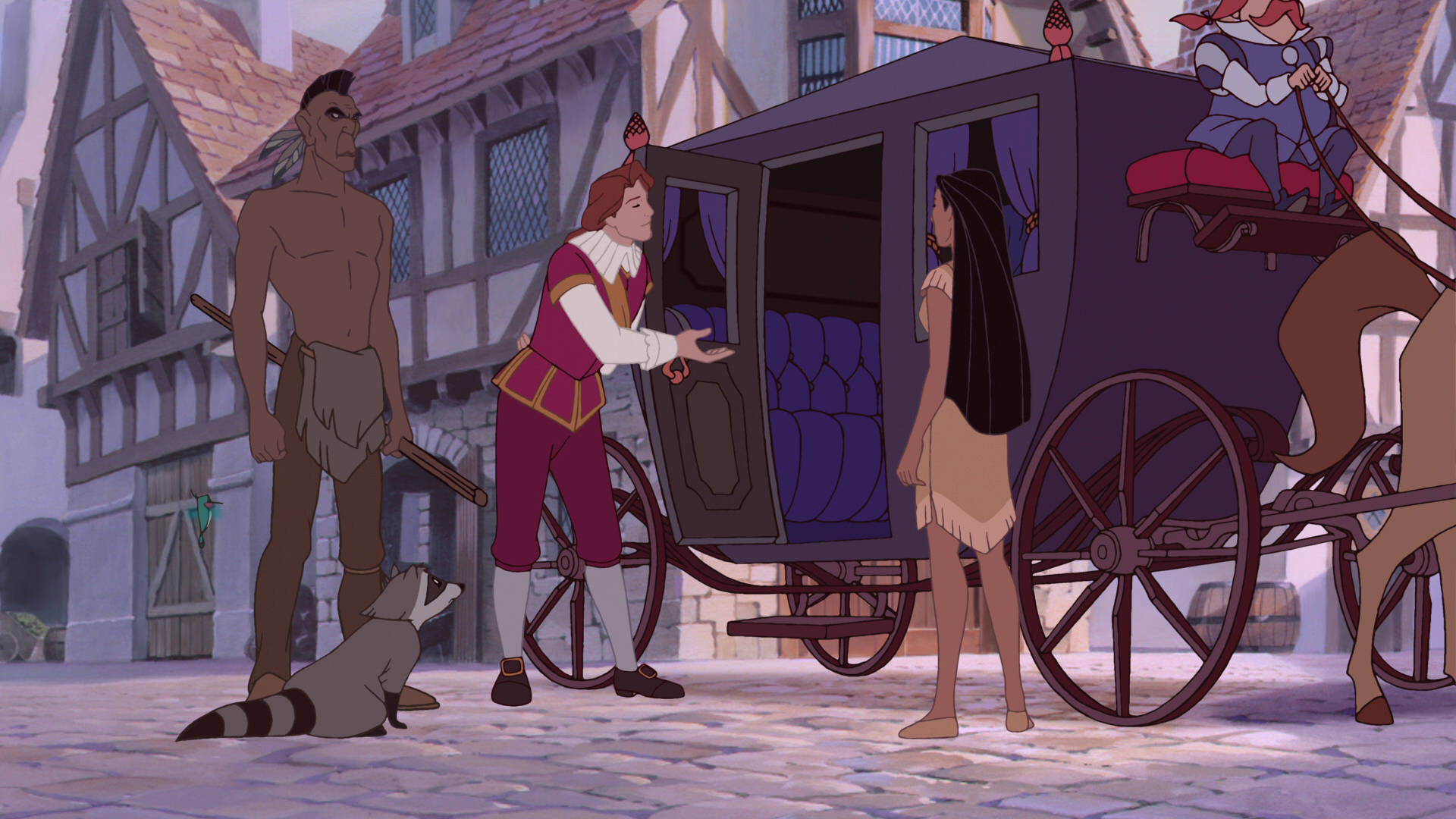 Pocahontas, carriage, purple, Full HD Desktop Wallpaper