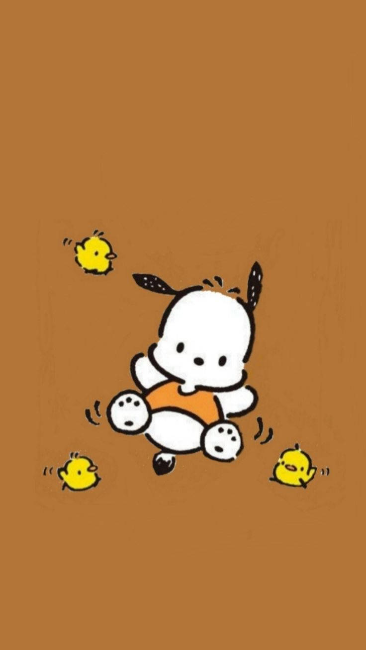 Pochacco, yellow chicks, orange shirt, HD Phone Wallpaper
