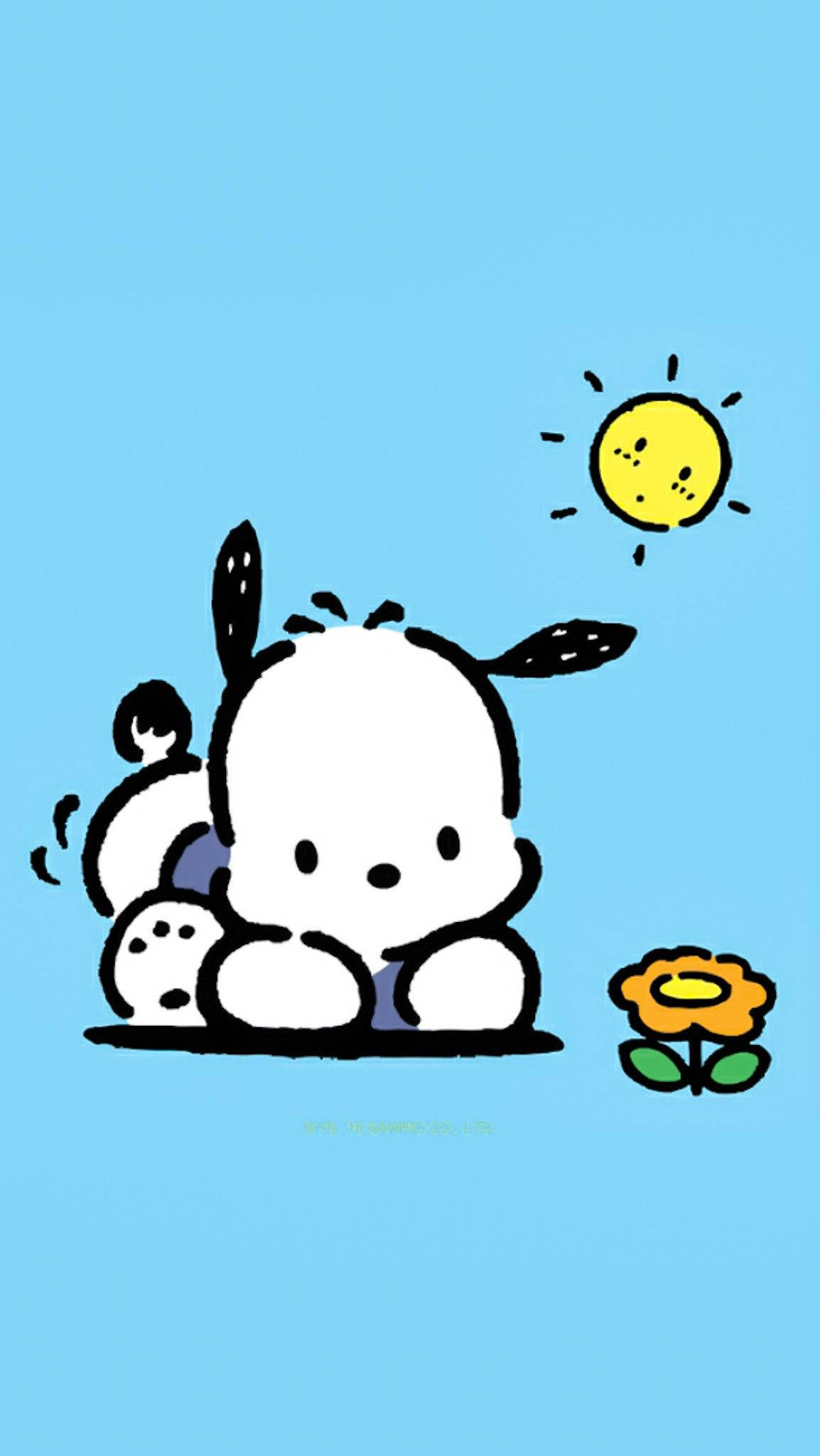 Pochacco, orange flower, sun, Full HD Phone Wallpaper