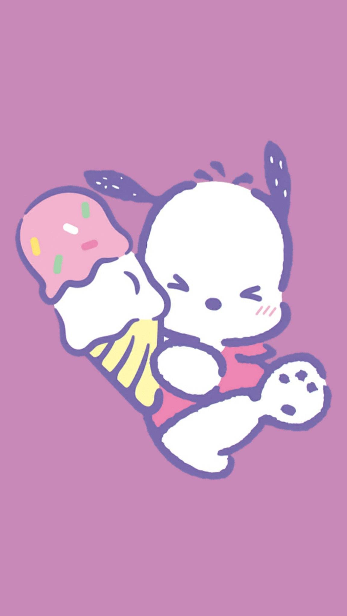 Pochacco, ice cream cone, pink ice cream cone, Full HD Phone Wallpaper