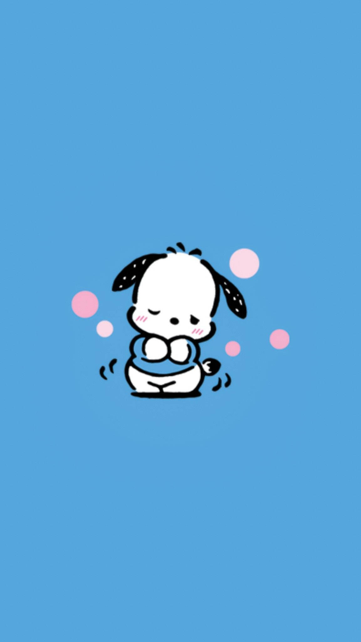Pochacco, blue shirt, blush cheeks, Full HD Phone Wallpaper