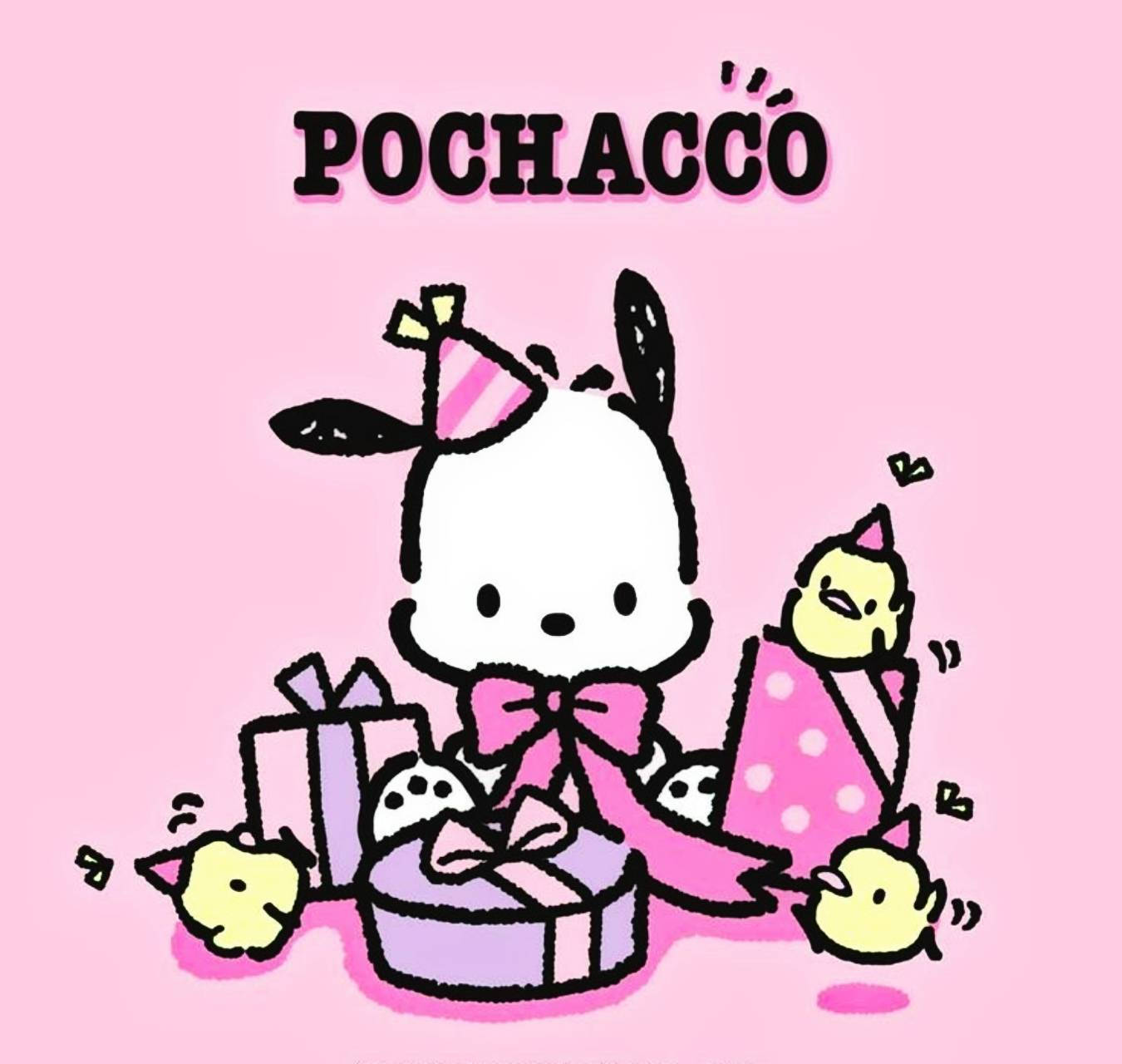 Pochacco, pi chans, party hat, HD Desktop Wallpaper