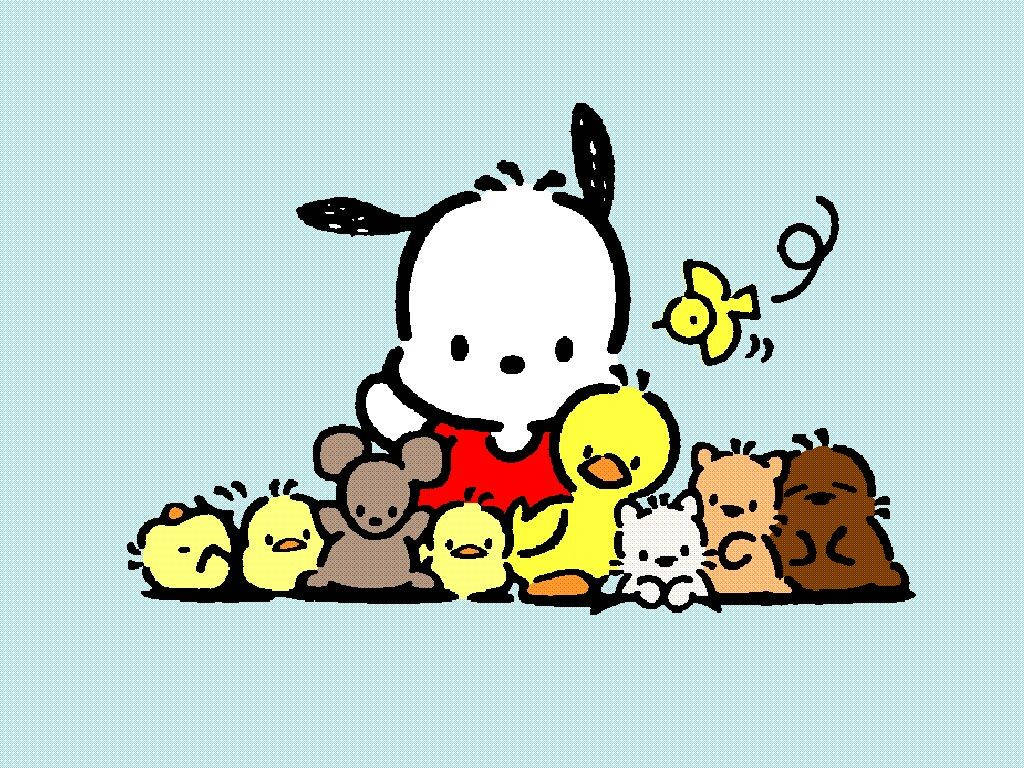 Pochacco, red shirt, stuffed animals, SD Desktop Wallpaper