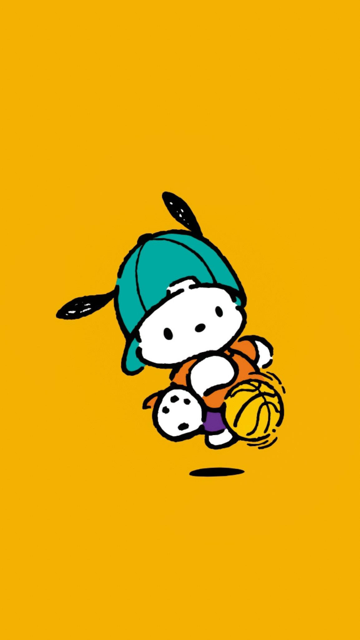 Pochacco, teal cap, basketball, Full HD Phone Wallpaper