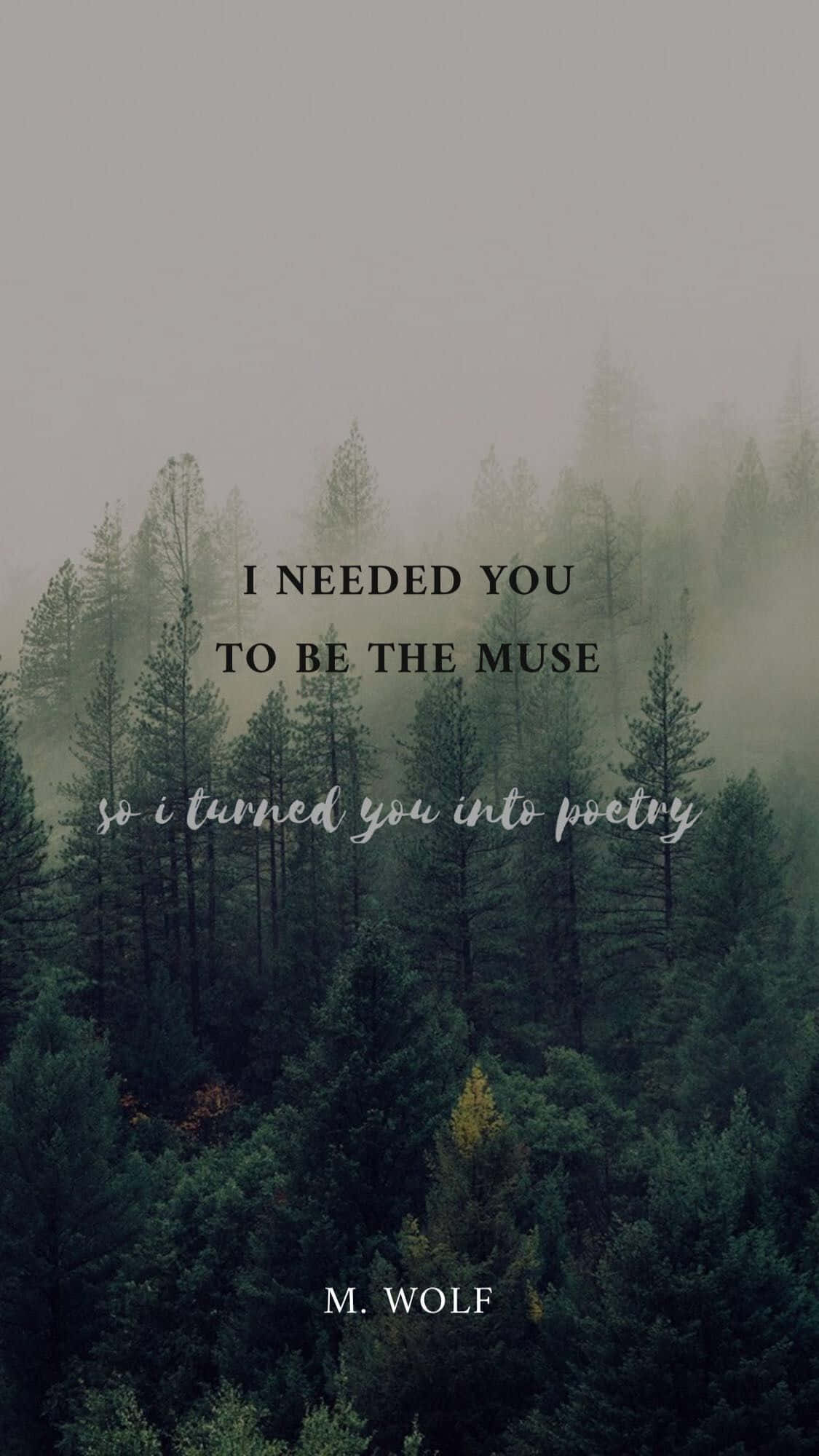 m wolf, poem, misty forest, Full HD Phone Wallpaper