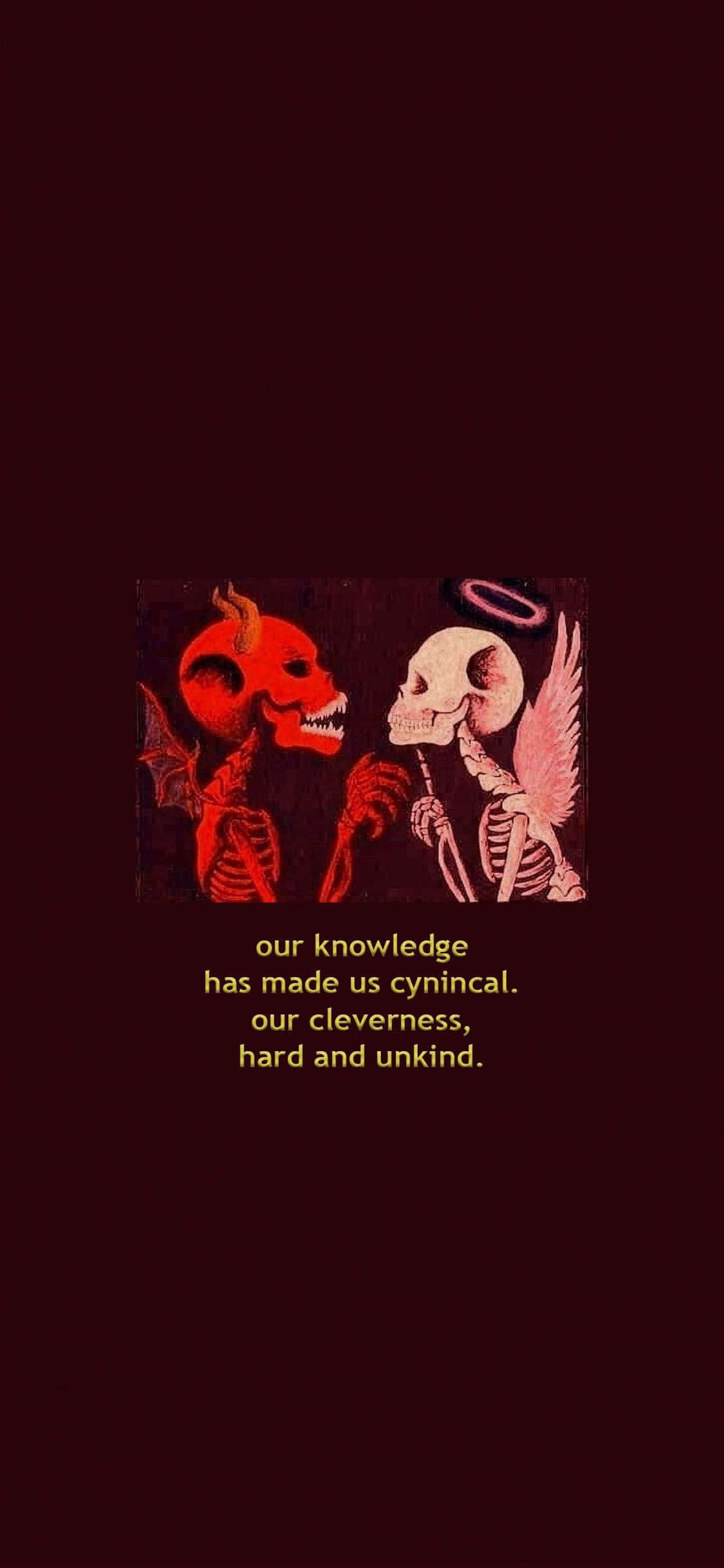 Poem, red devil, angel skeleton, Full HD Phone Wallpaper