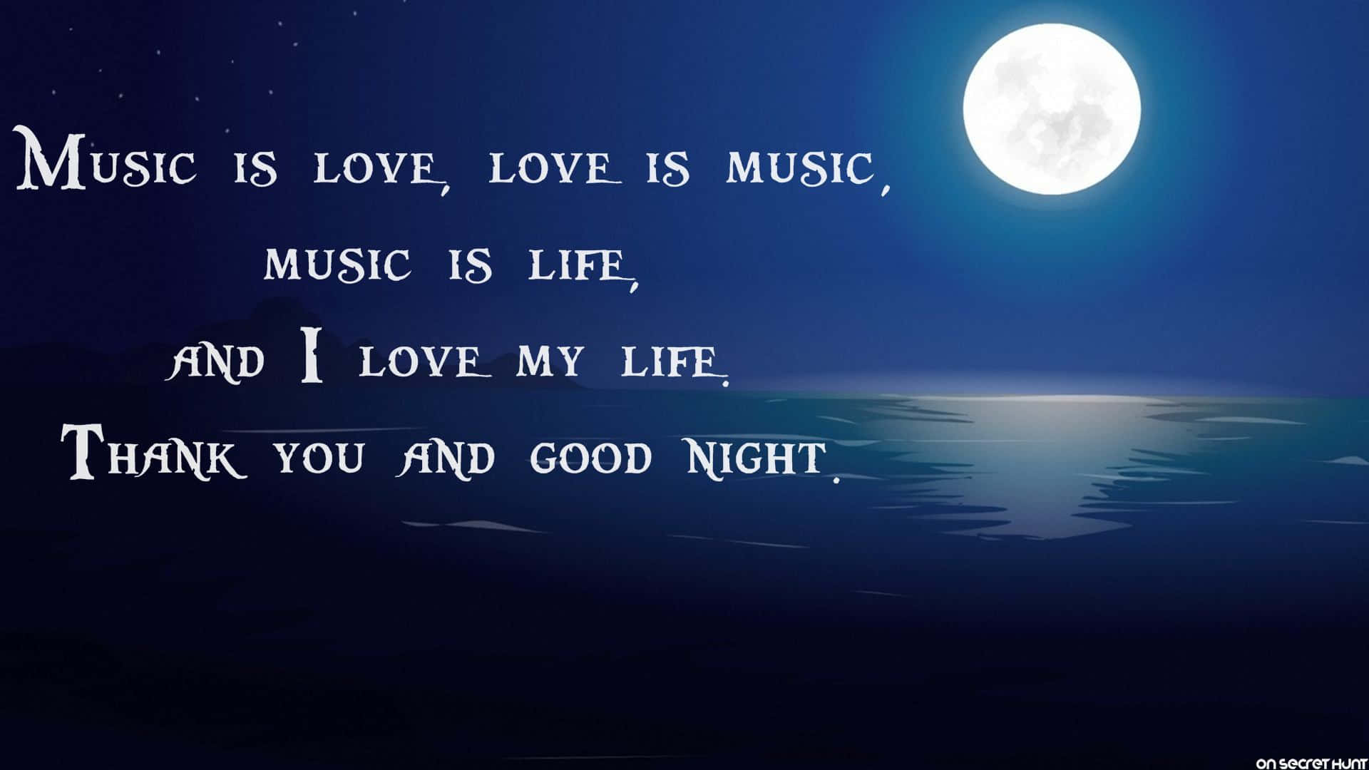 Poem, full moon, calm water, Full HD Desktop Wallpaper