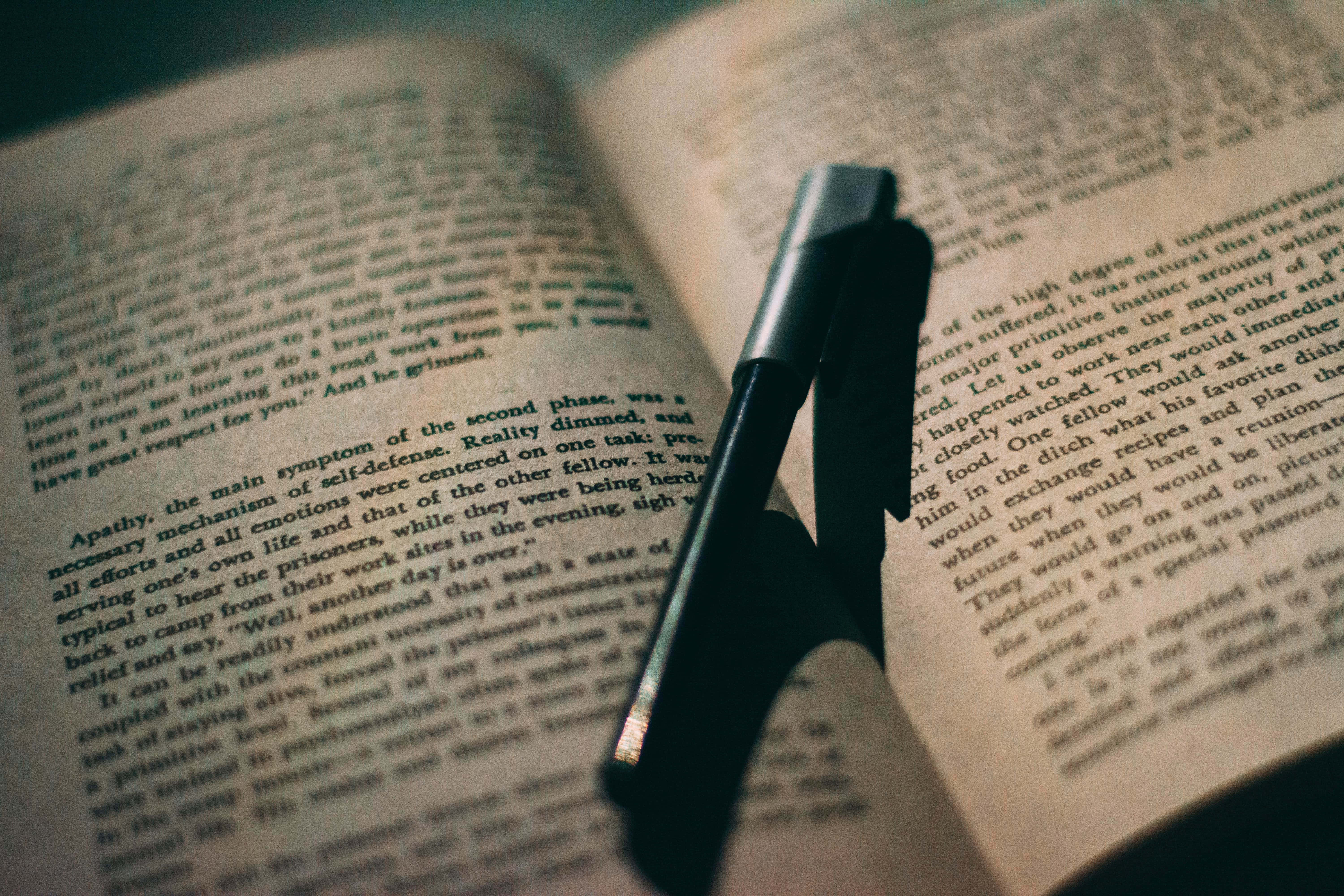 poet's quill, black pen, open book, 5K Desktop Wallpaper