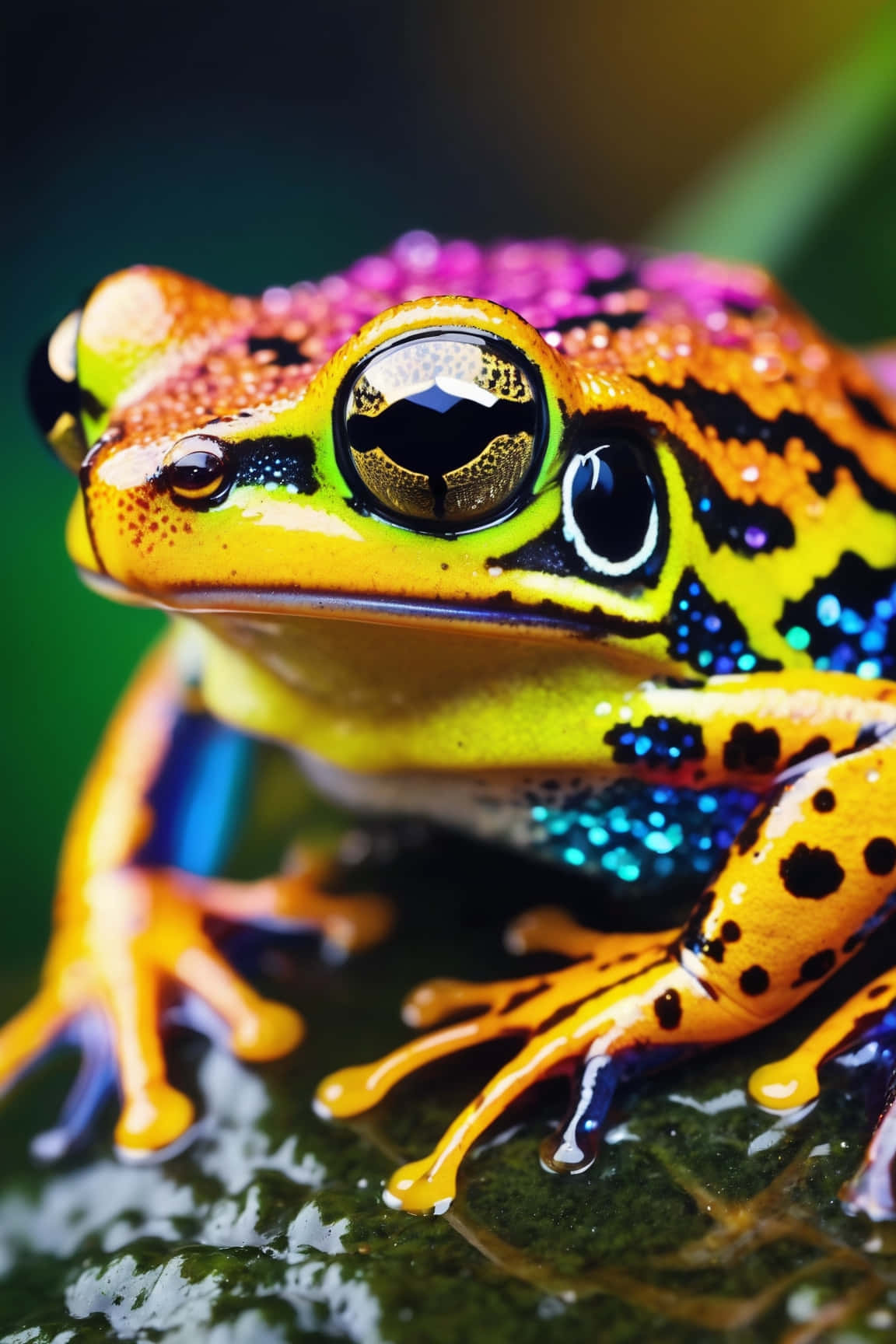 vibrant poison frog, iridescent skin, glittering eyes, HD Phone Wallpaper