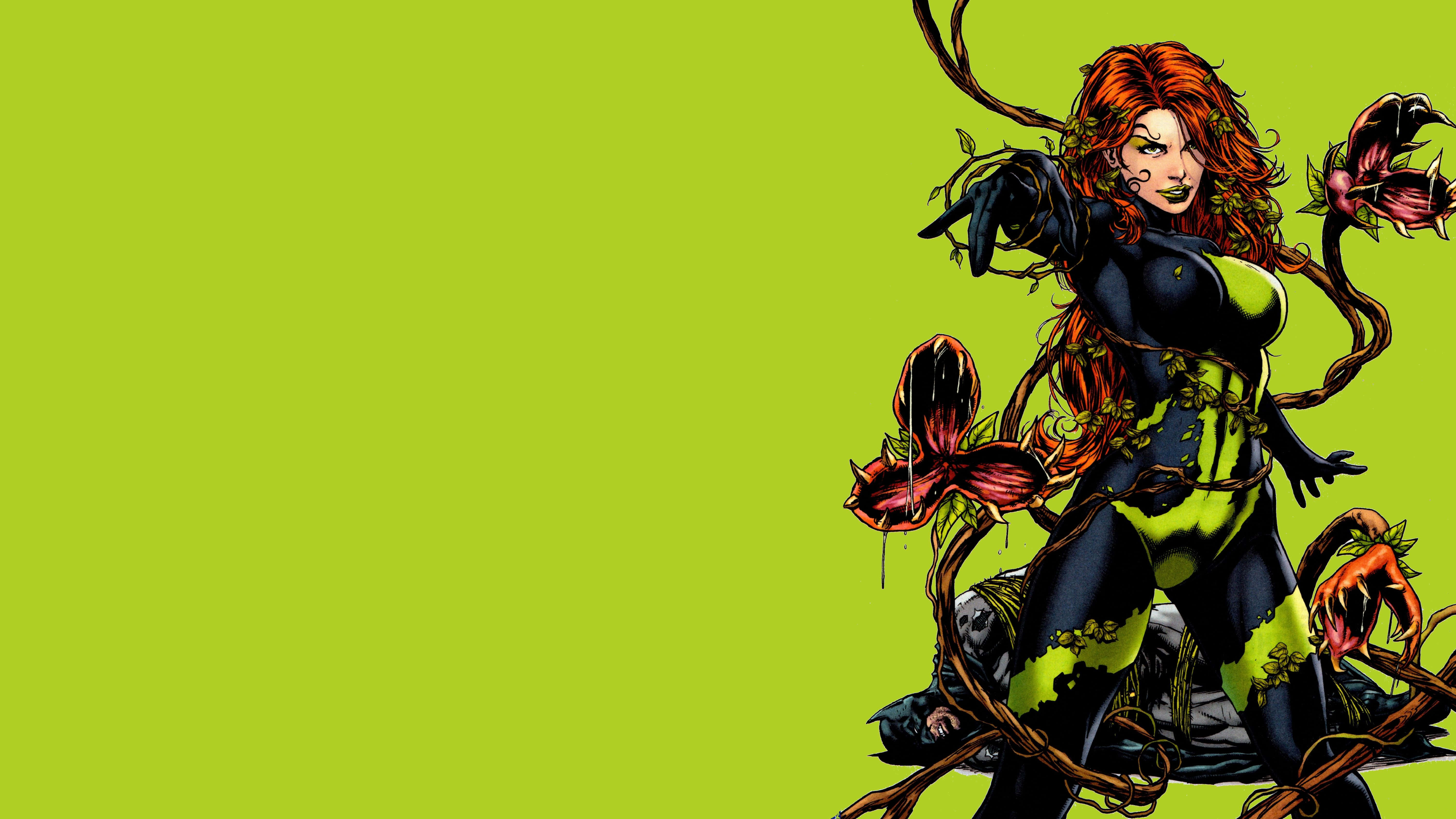 Poison Ivy, red hair, black suit, 5K Desktop Wallpaper
