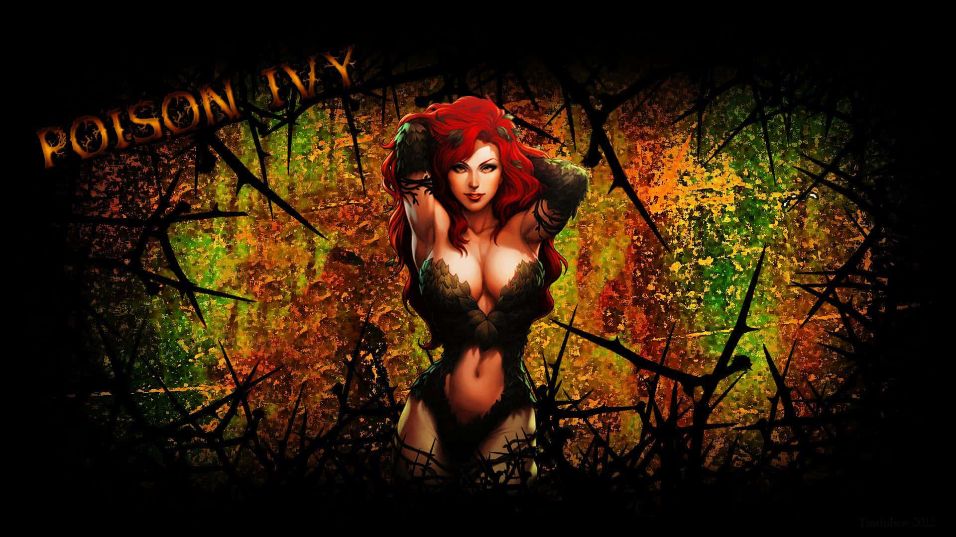 Poison Ivy, thorny vines, fiery green and orange forest, Full HD Desktop Wallpaper
