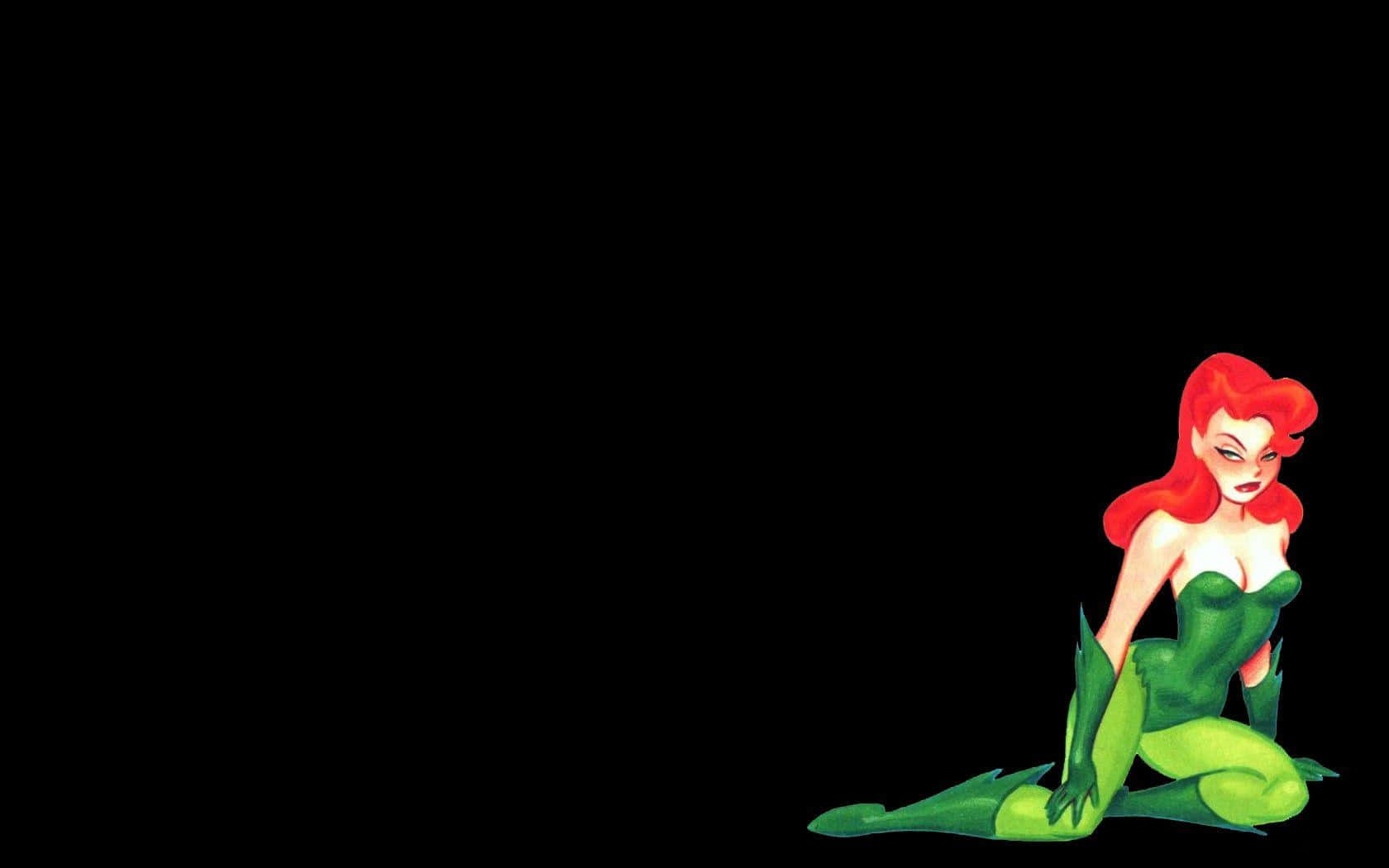 Poison Ivy, green leafy costume, red hair, HD Desktop Wallpaper