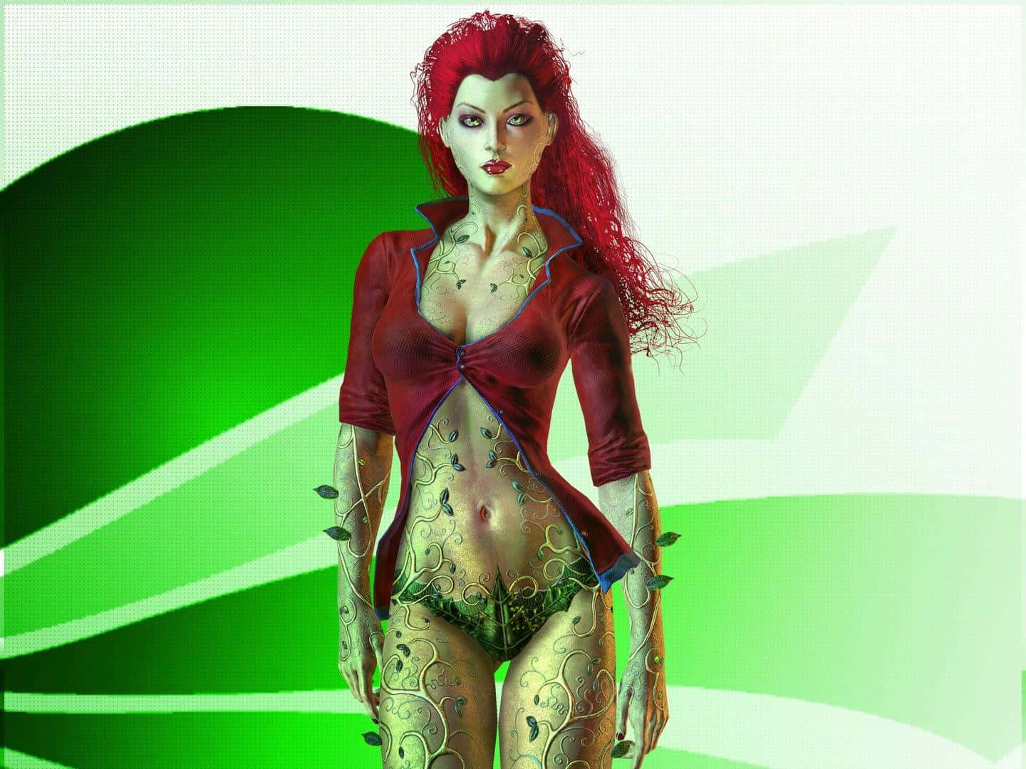 Poison Ivy, red hair, vine tattoos, HD Desktop Wallpaper