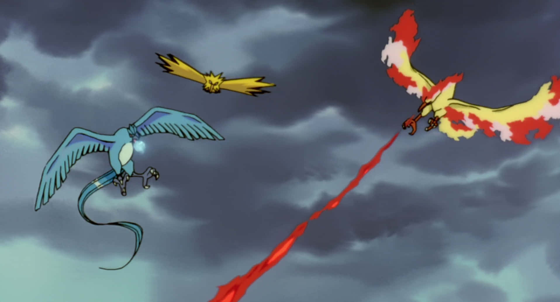 Pokemon 2000, anime birds, stormy skies, HD Desktop Wallpaper