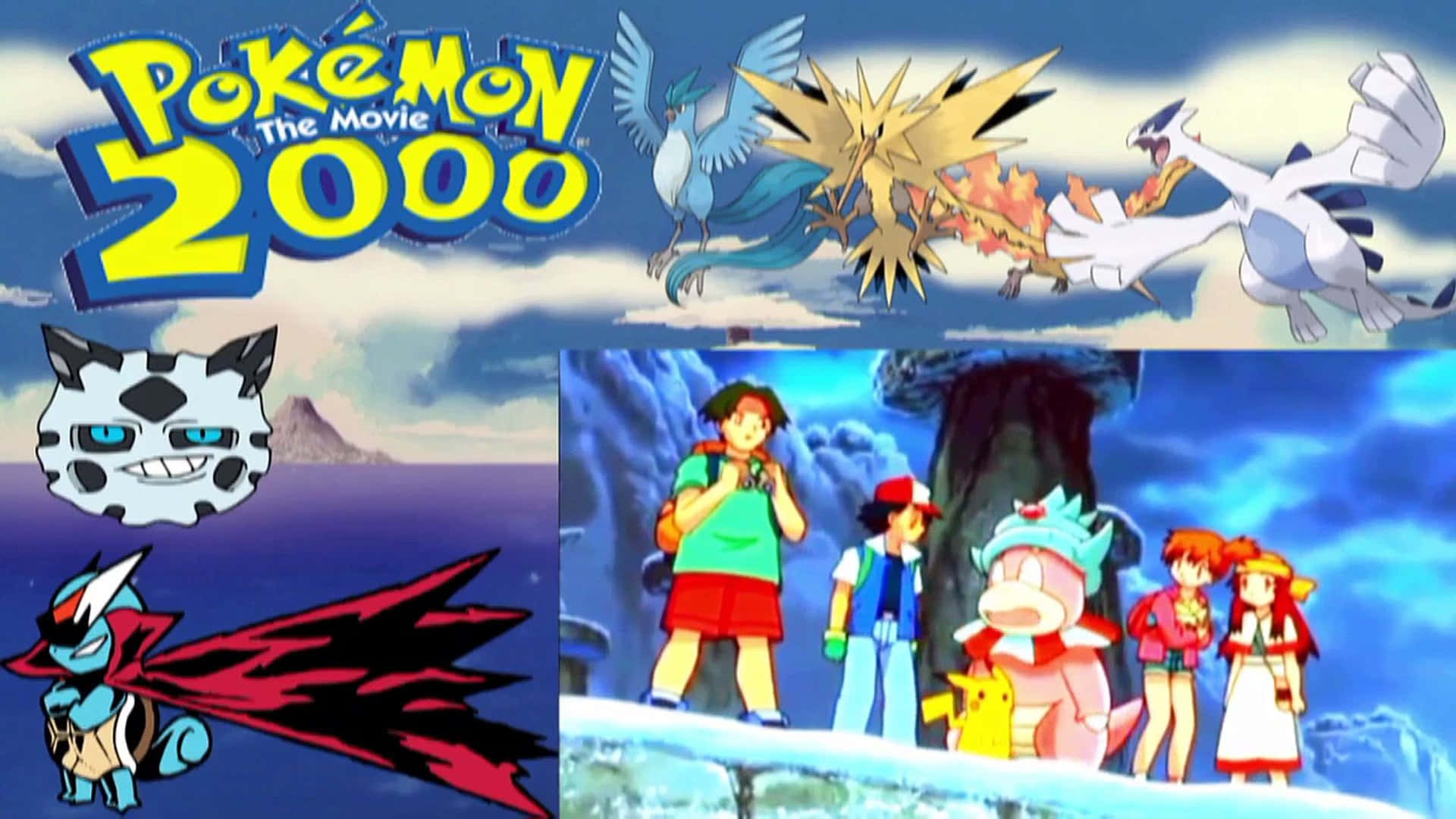 Pokemon 2000, legendary birds, main characters, Full HD Desktop Wallpaper