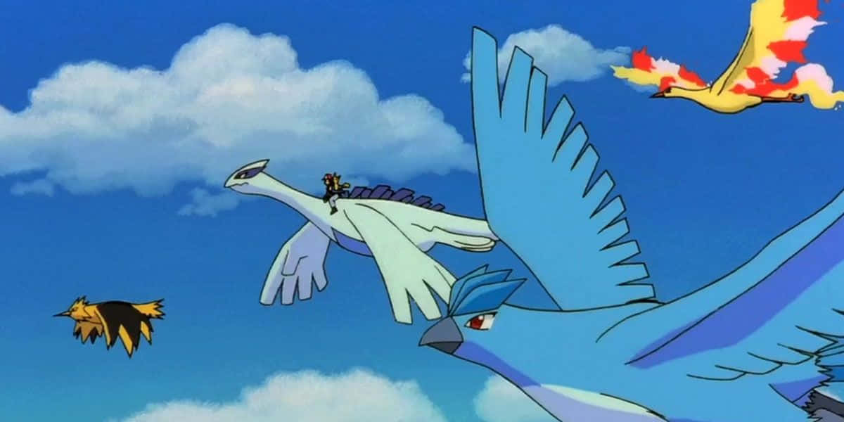 Pokemon 2000, white dragon, bright blue sky, SD Desktop Wallpaper