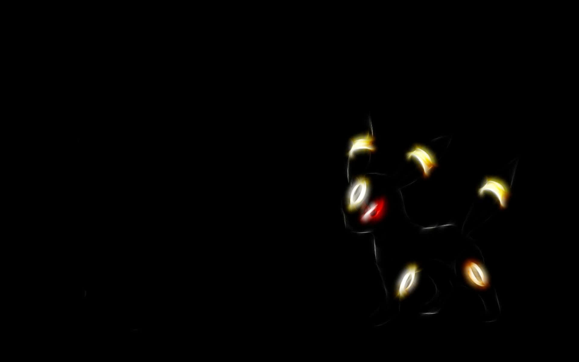 Pokemon Black, ghostly cat-like creature, bright yellow eyes, Full HD Desktop Wallpaper