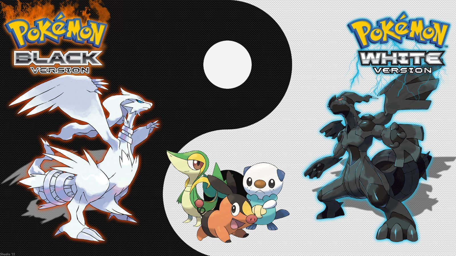 Pokemon Black, Pokemon White, yin yang symbol, HD Desktop Wallpaper